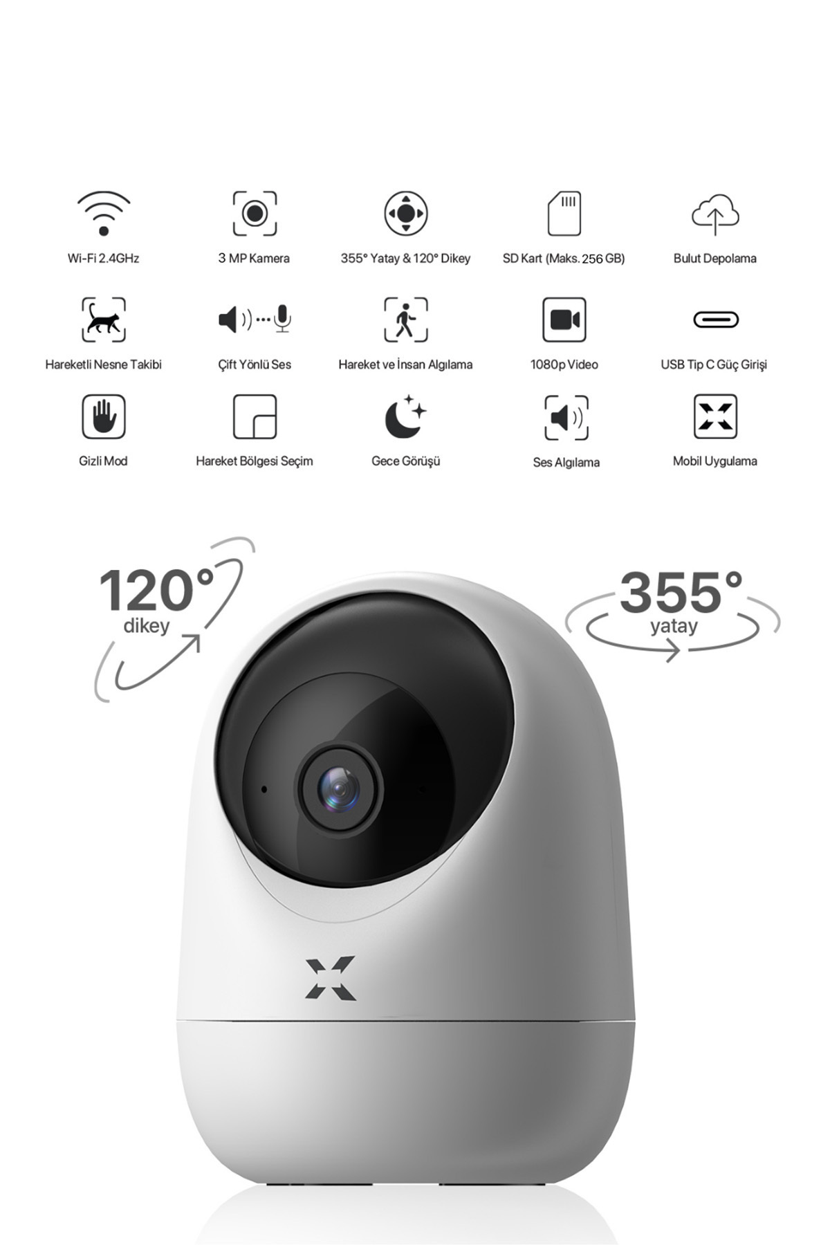 مجموعه ۳ دوربین امنیتی داخلی زنون اسمارت Xenon Smart، مدل X7207-3، وضوح 1080P سفید