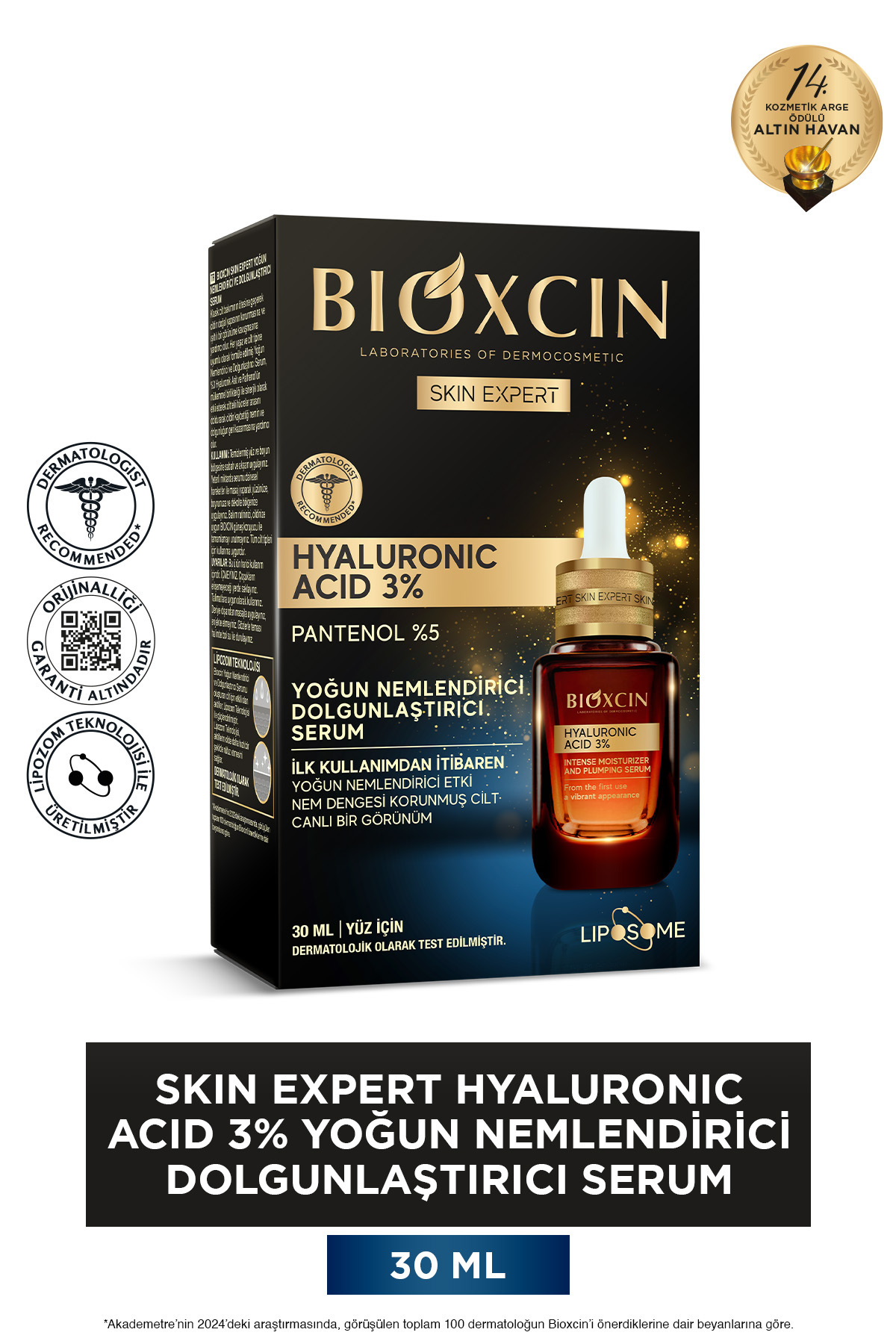 سرم پوست مرطوب کننده قوی هیالورونیک اسید 3% اسکین اکسپرت 30 میل Bioxcin
