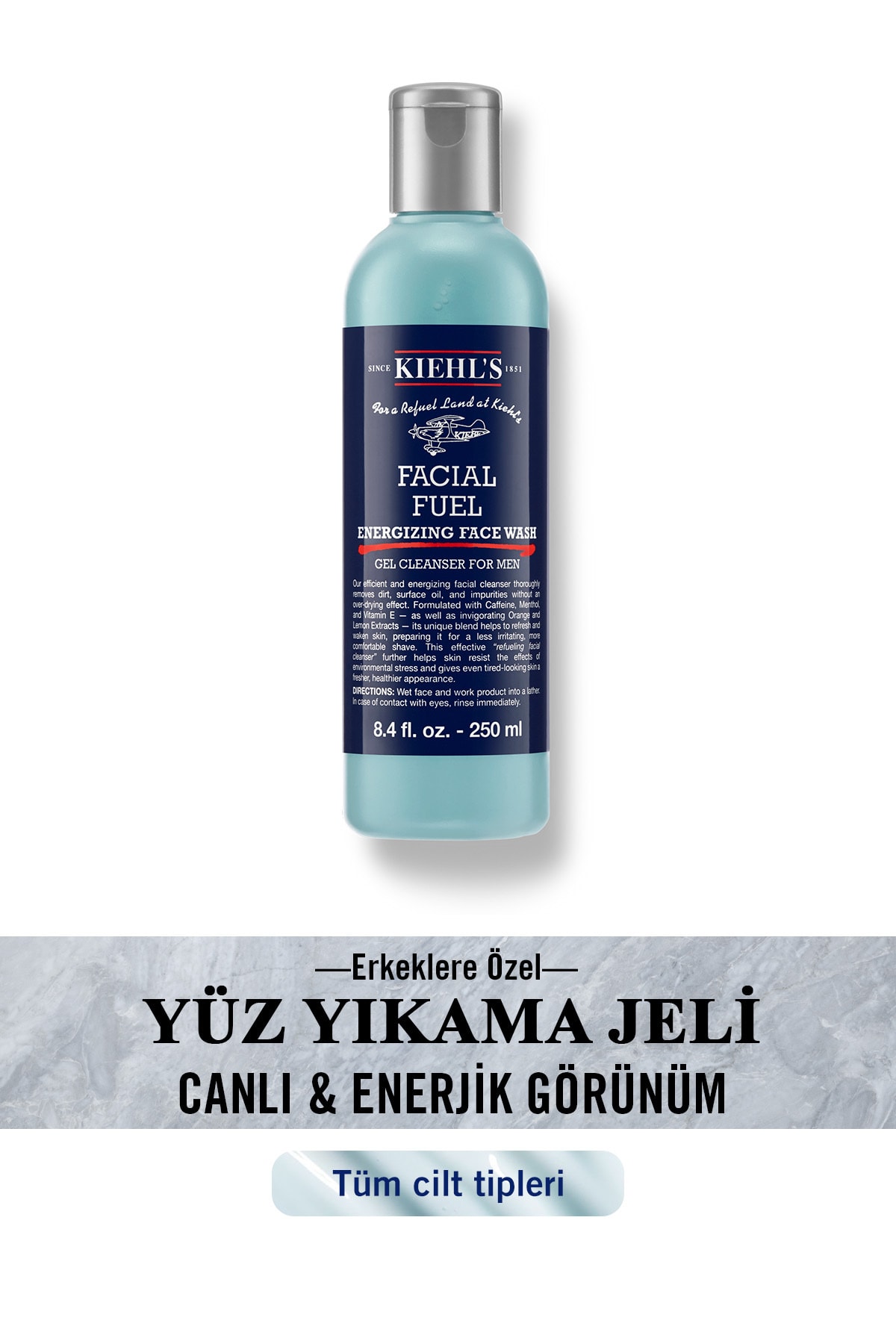 Kiehl's ژل تمیزکننده چهره مردانه با حجم 250 میلی لیتر