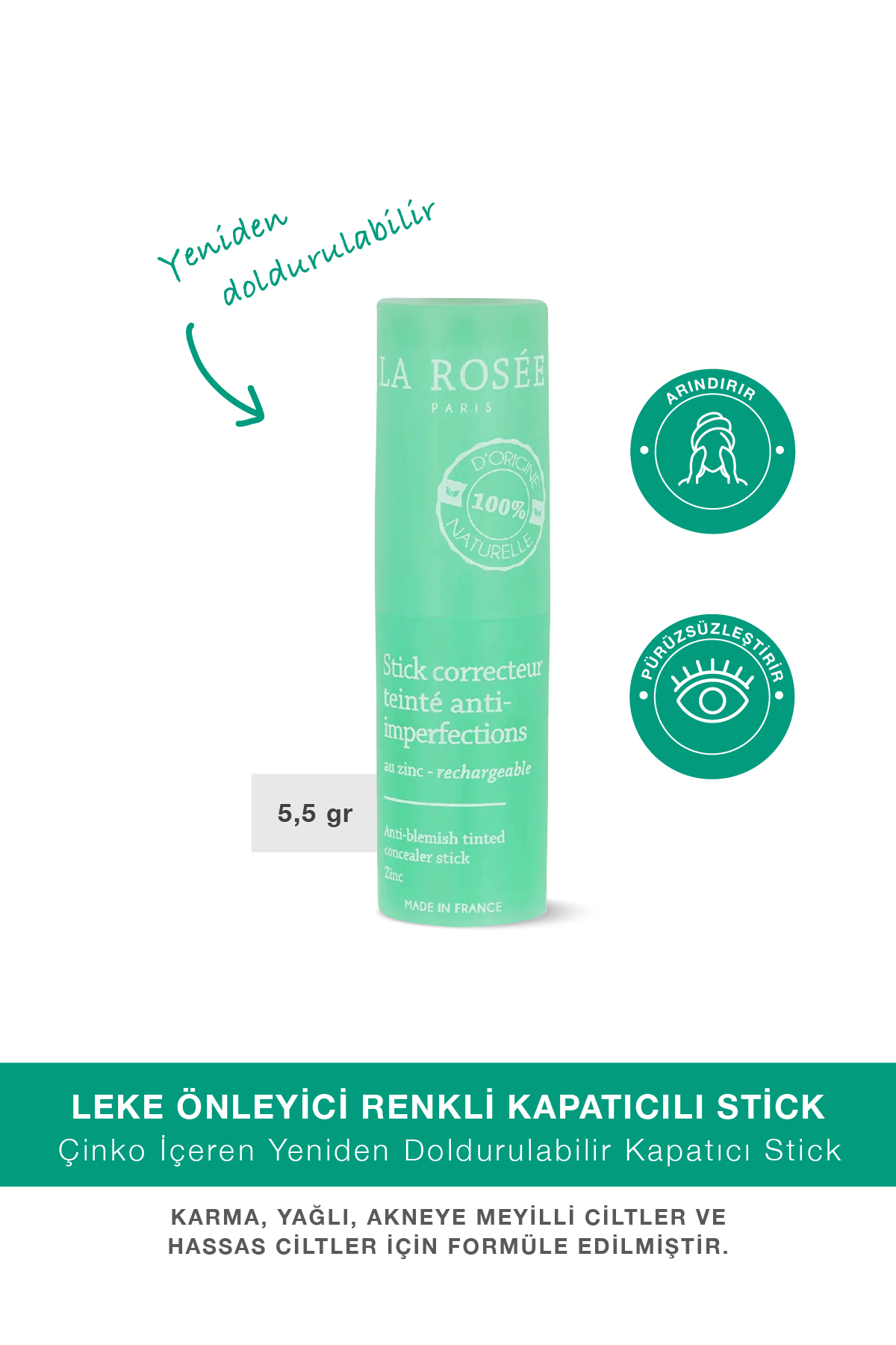 استیک پوشاننده رنگی ضد لک با حجم 5.5 گرم La Rosee Paris