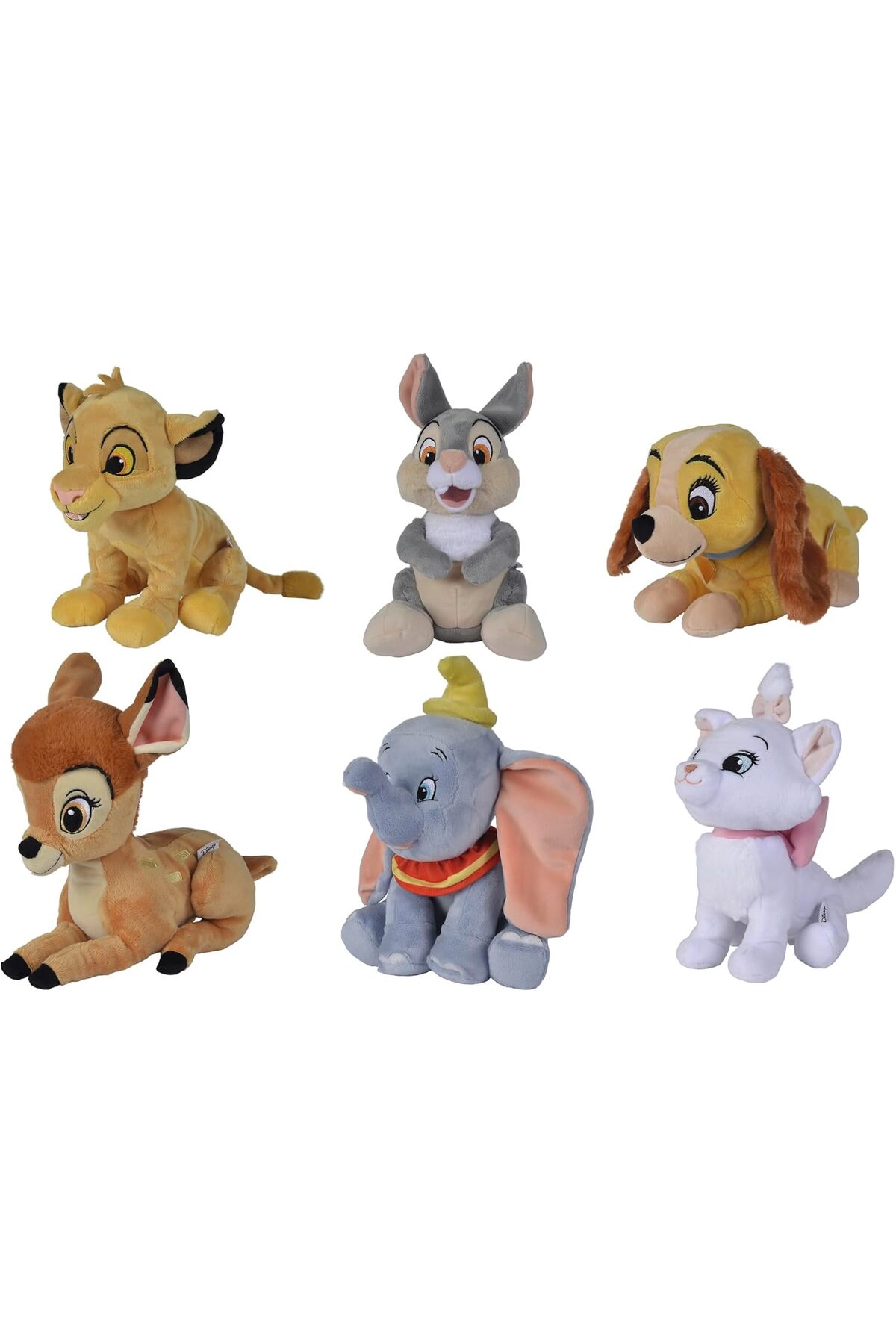 اسباب بازی های پشمی DISNEY ANIMAL FRIENDS PHUSH ANIMALS BAMBI, STAMPE, MARIE, DUMBO, LADY, SIMBA مجموعه 6 تایی شیر شاه Cici Oyuncak