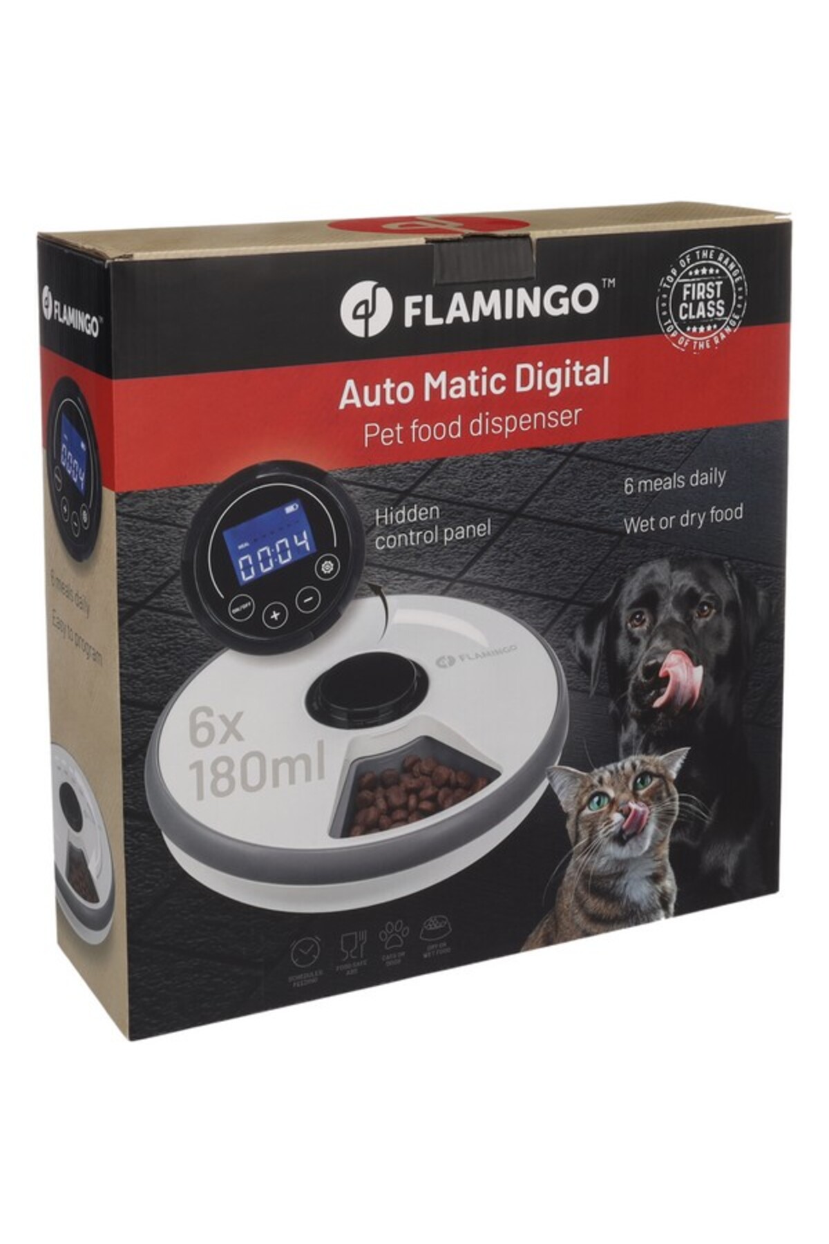 ظرف غذادهی خودکار زمان‌دار فلامینگو Flamingo Labo، مدل FL-279818، ۶ وعده، ۶×۱۸۰ میلی‌لیتر