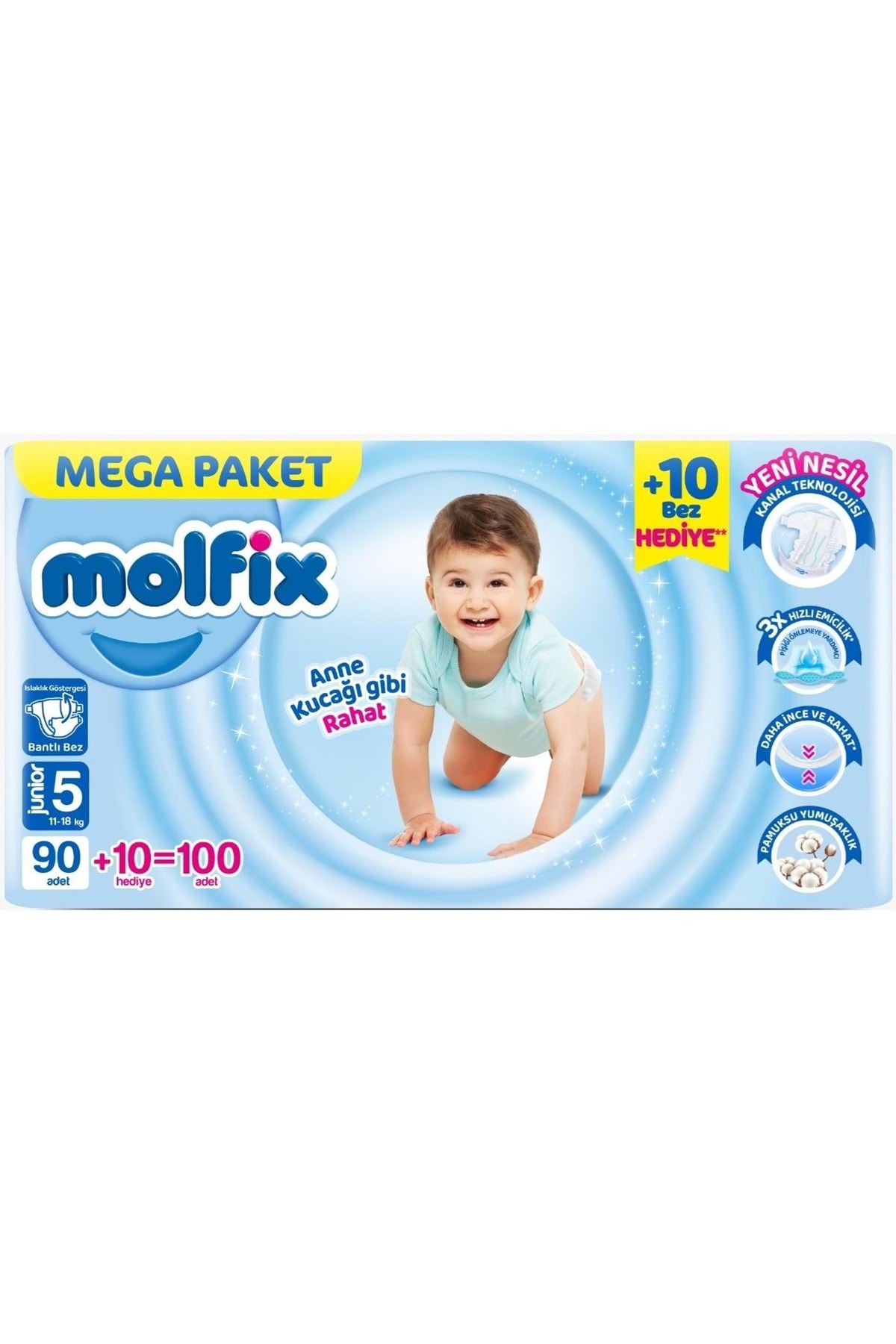 پوشک بچه سایز بچه: 5 11 18 کیلوگرم جونیور 100 عدد MEGA PK اورجینال Molfix