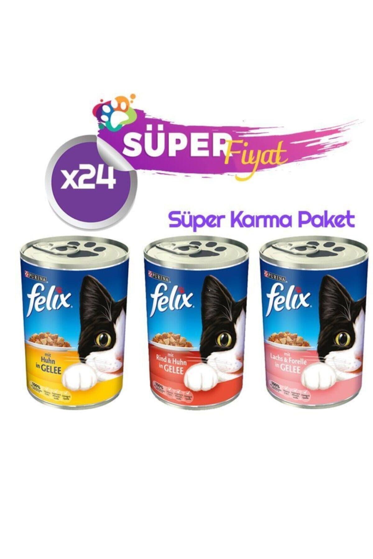 کنسرو غذای گربه فلیکس Felix، بسته ترکیبی ۴۰۰ گرمی، ۲۴ عددی