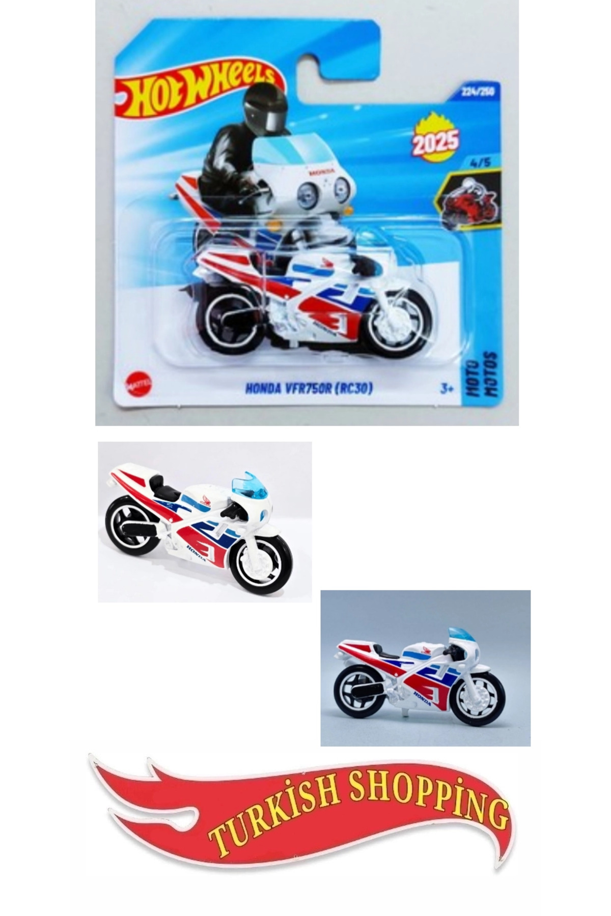 ماشین اسباب بازی موتور هوندا VFR750R در مقیاس 1:64 از ترکیه HOT WHEELS