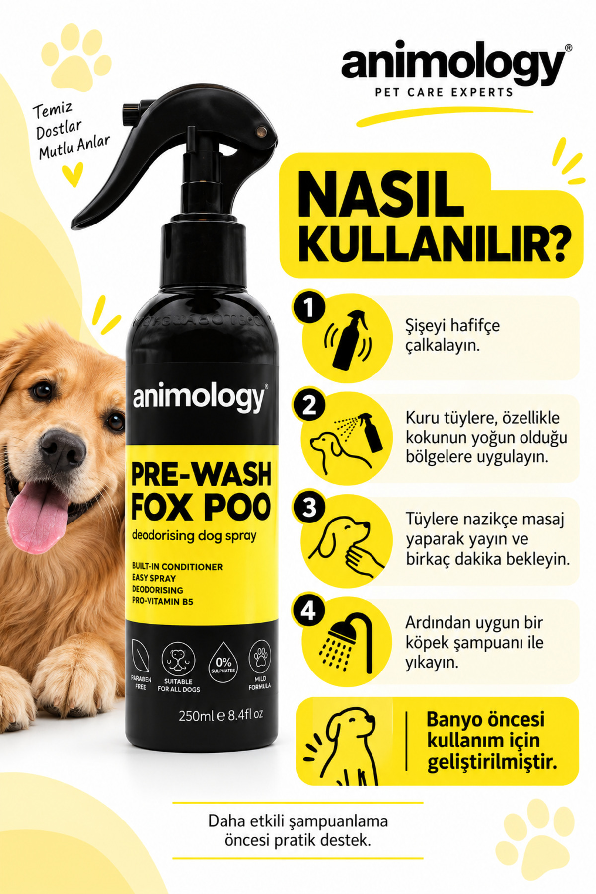 اسپری پیش‌شست‌وشوی سگ انیمولوژی Animology Pre-Wash Fox Poo، ۲۵۰ میلی‌لیتر