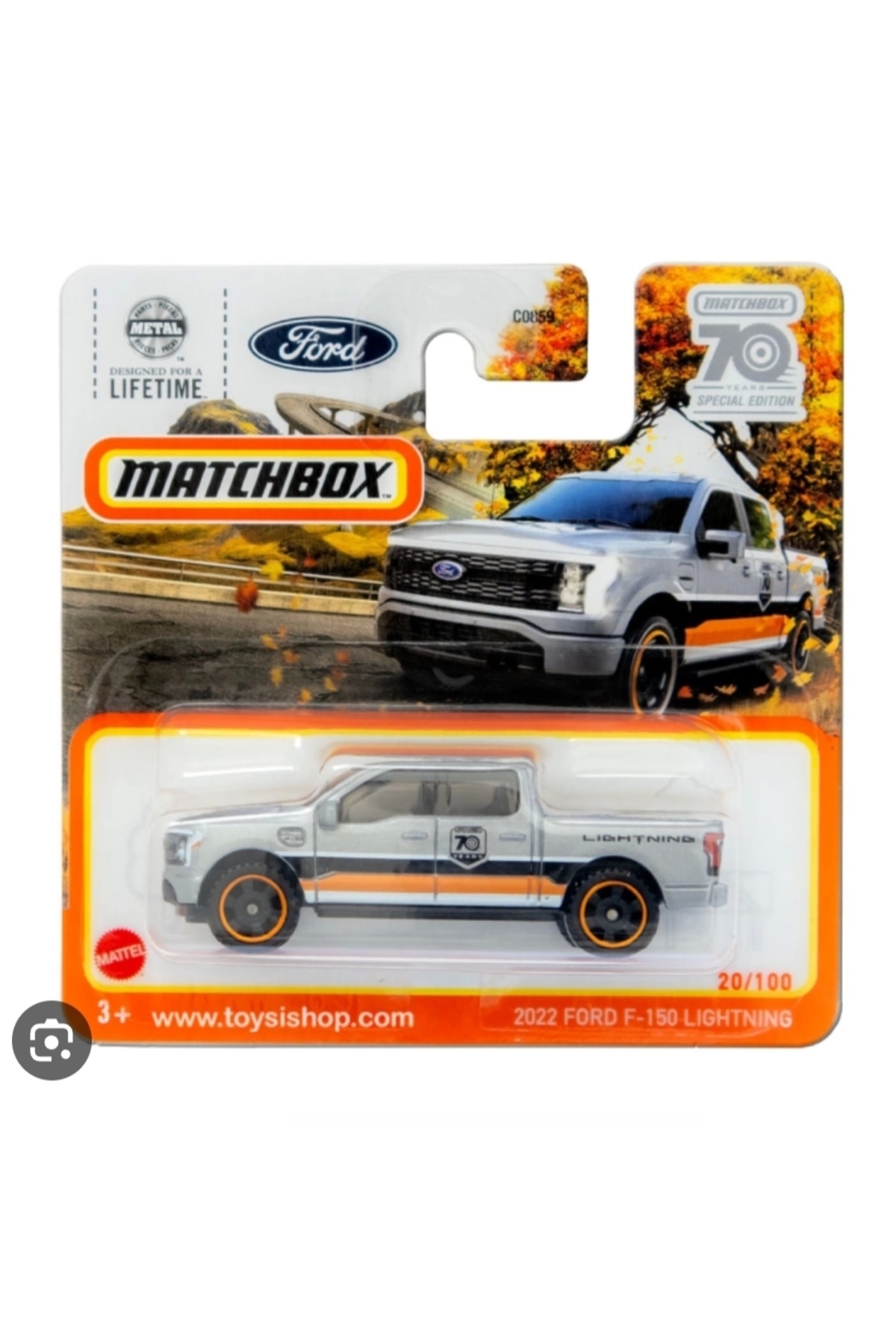 ماشین اسباب بازی FORD F 150 LIGHTNING 70 YEARS LIFETIME 2022 مقیاس 1:64 Matchbox
