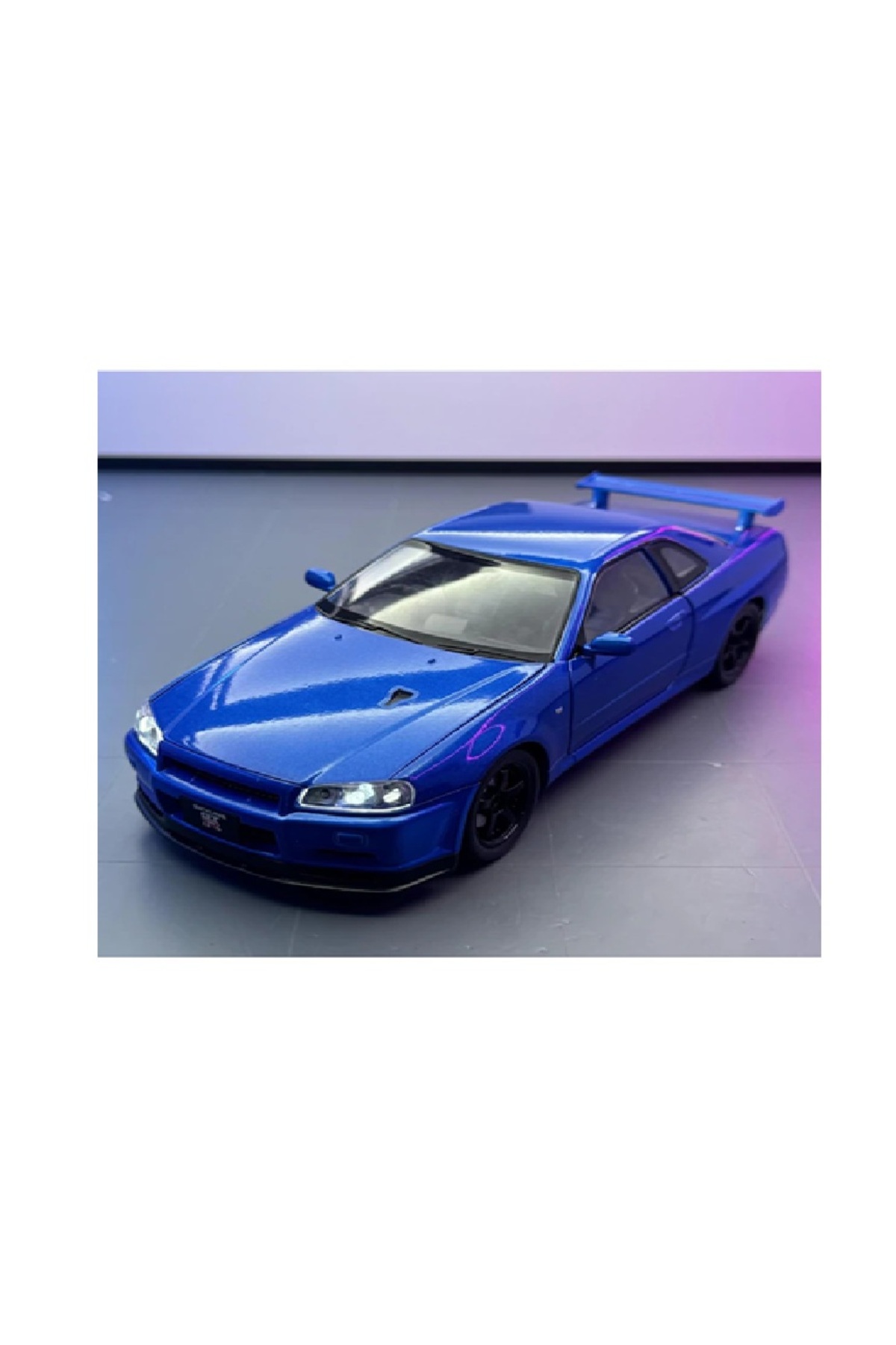 مدل خودرو مجموعه خودروهای فلزی NISSAN SKYLINE GTR R34 FAST AND FURIOUS 1:24 BLUE DIECAST با صدا و نور اورجینال alpmodel