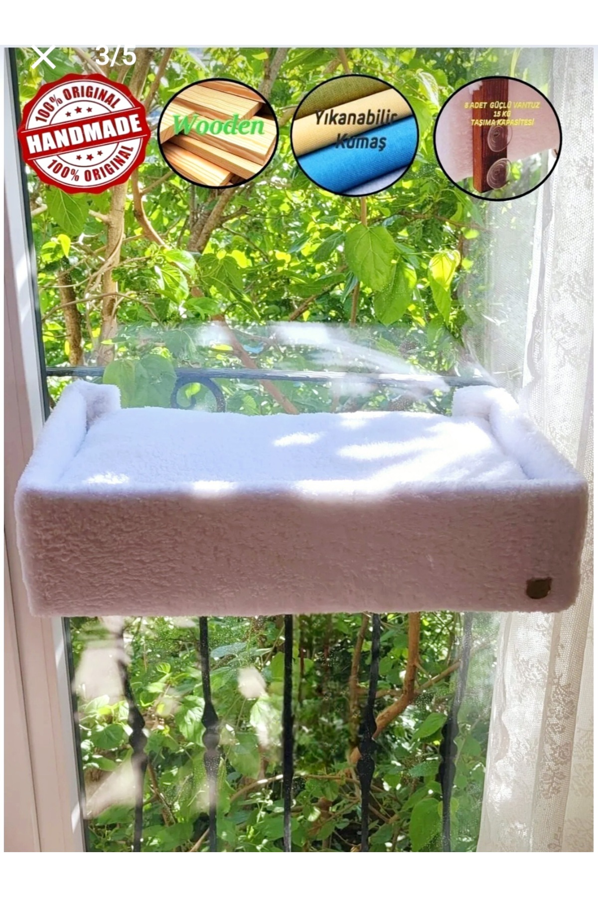 جای خواب گربه کدی KEDİ مدل TYC00599473740، سفید، ۵۰×۵۰ سانتی‌متر