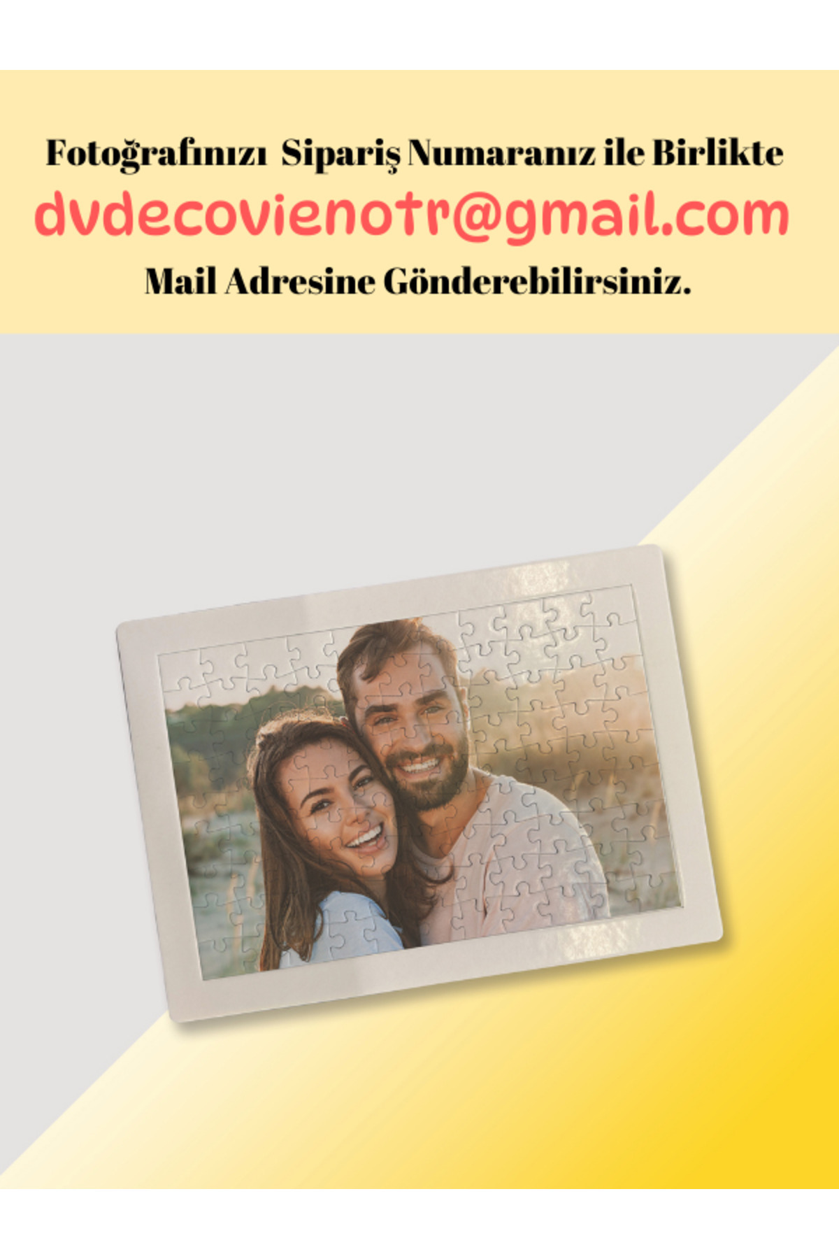 پازل عکس شخصی با پایه 99 تکه A4 هدیه ویژه برای زوج ها عاشقان DECOVIENO