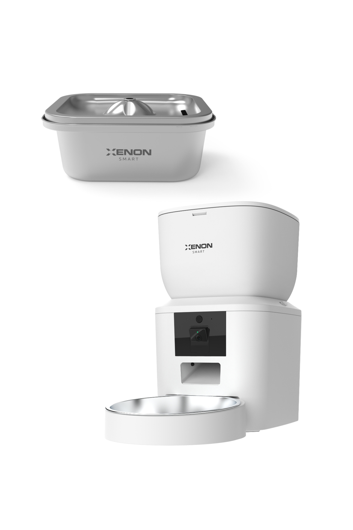 ست خودکار دو‌تکه ظرف غذای گربه و آبخوری فواره‌ای هوشمند فولادی زنون اسمارت Xenon Smart
