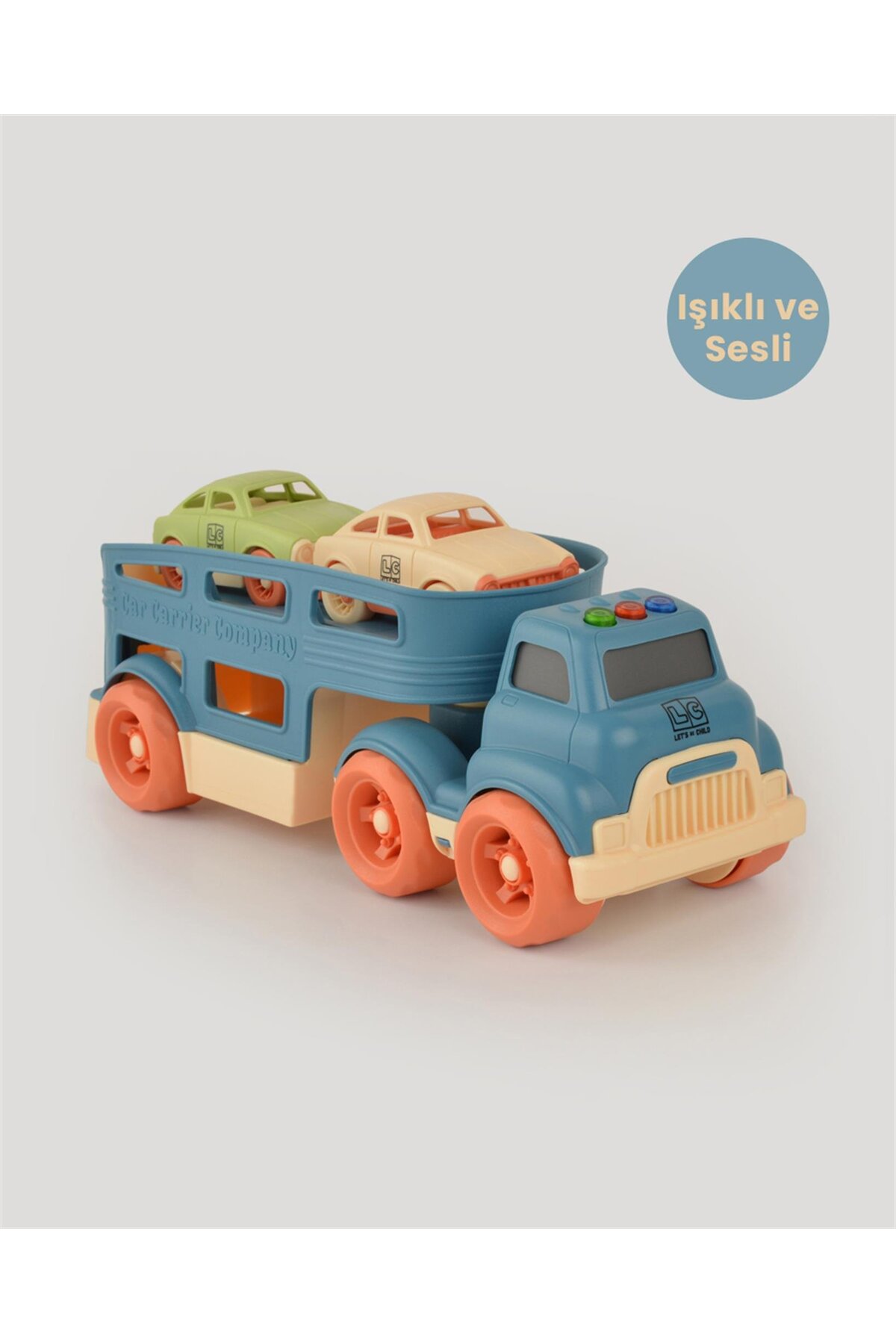 ماشین اسباب بازی کامیون حامل صدا و نور آبی let's be child