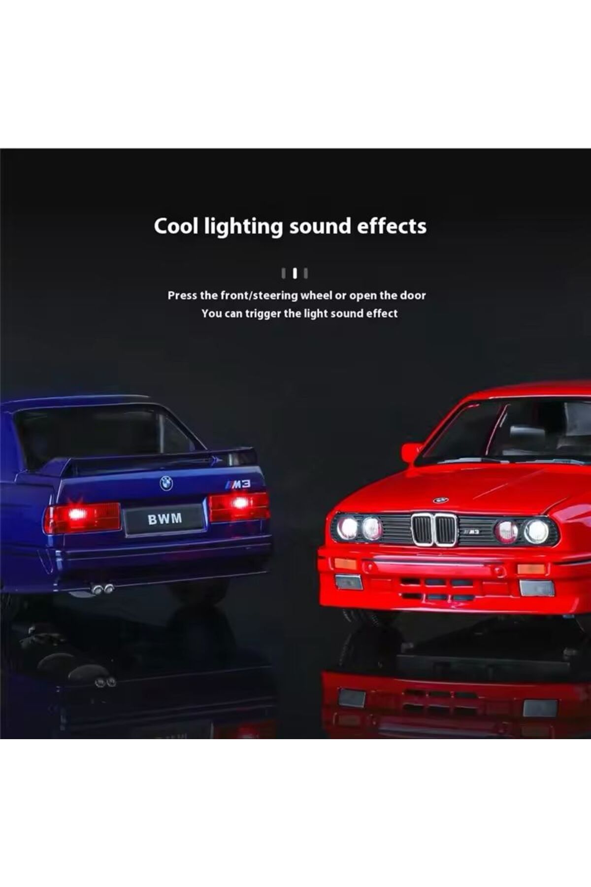 مدل خودرو BMW M3 E30 جدید 1988 قرمز در مقیاس 1:24 مشکی DIECAST CAR OPEN TOWN صندوق عقب اورجینال scntoys