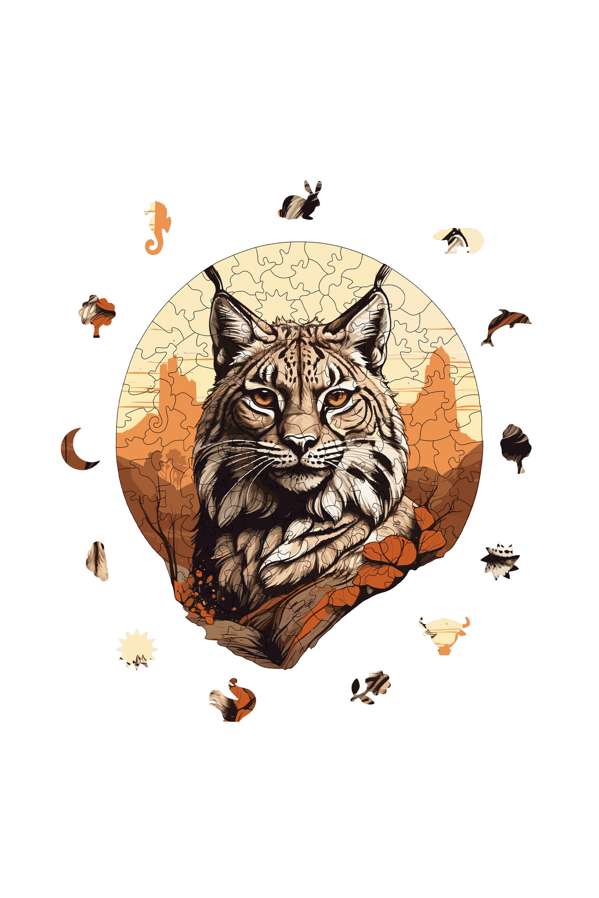 پازل چوبی DESERT LYNX اره منبت کاری مویی بزرگسالان با چسب WZ 14 از ترکیه WePuzzleUp