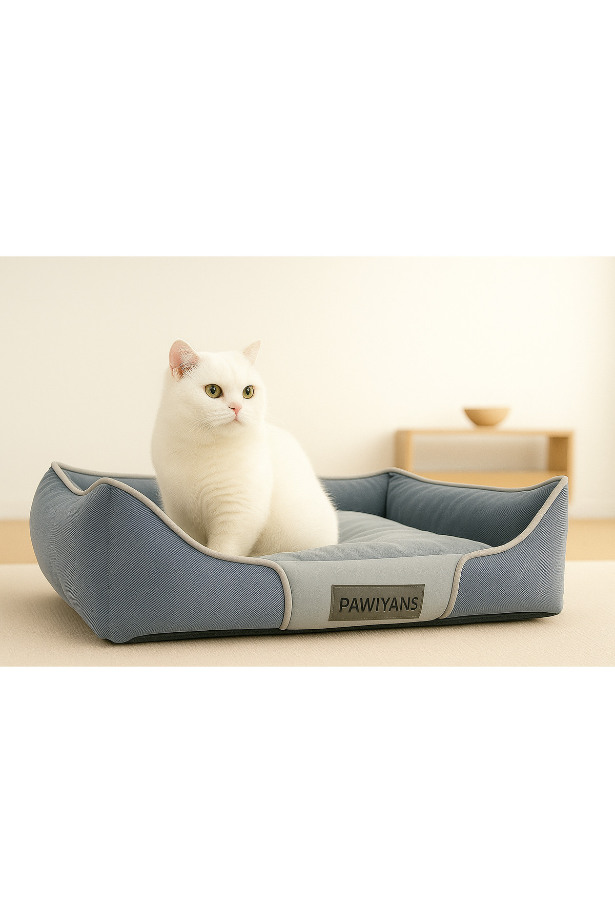 تخت خواب گربه و سگ پاویانس PAWİYANS Couch Box، مدل P10771، قابل‌شست‌وشو آبی