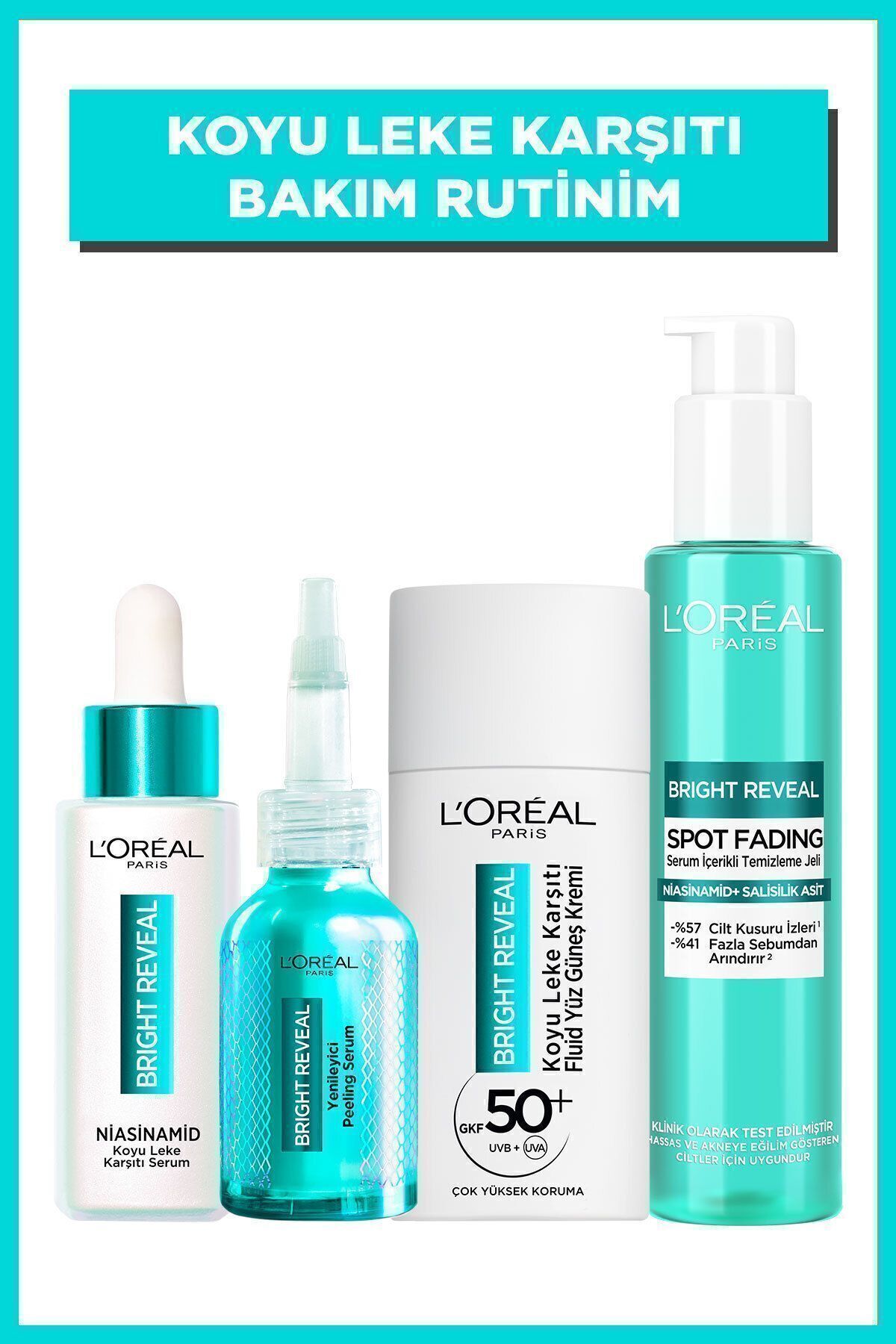 ست مراقبت پوست روشن آشکار تیره STAIN ANTI CARE SET و SPF 50+ کرم ضد آفتاب ضدعفونی L'Oreal Paris