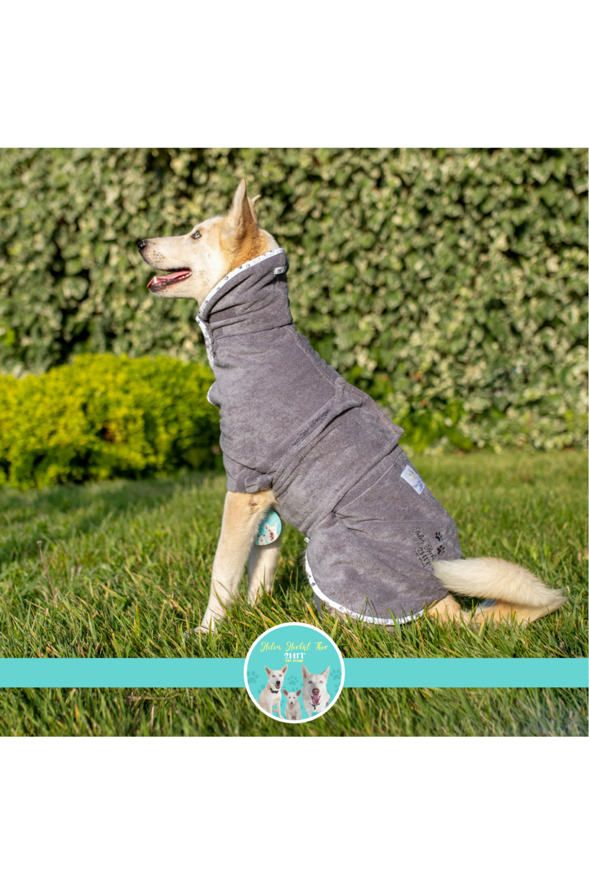 حوله‌تن‌پوش خشک‌کن سگ، طوسی، دو اچ وان تی پت استور 2H1T PET STORE