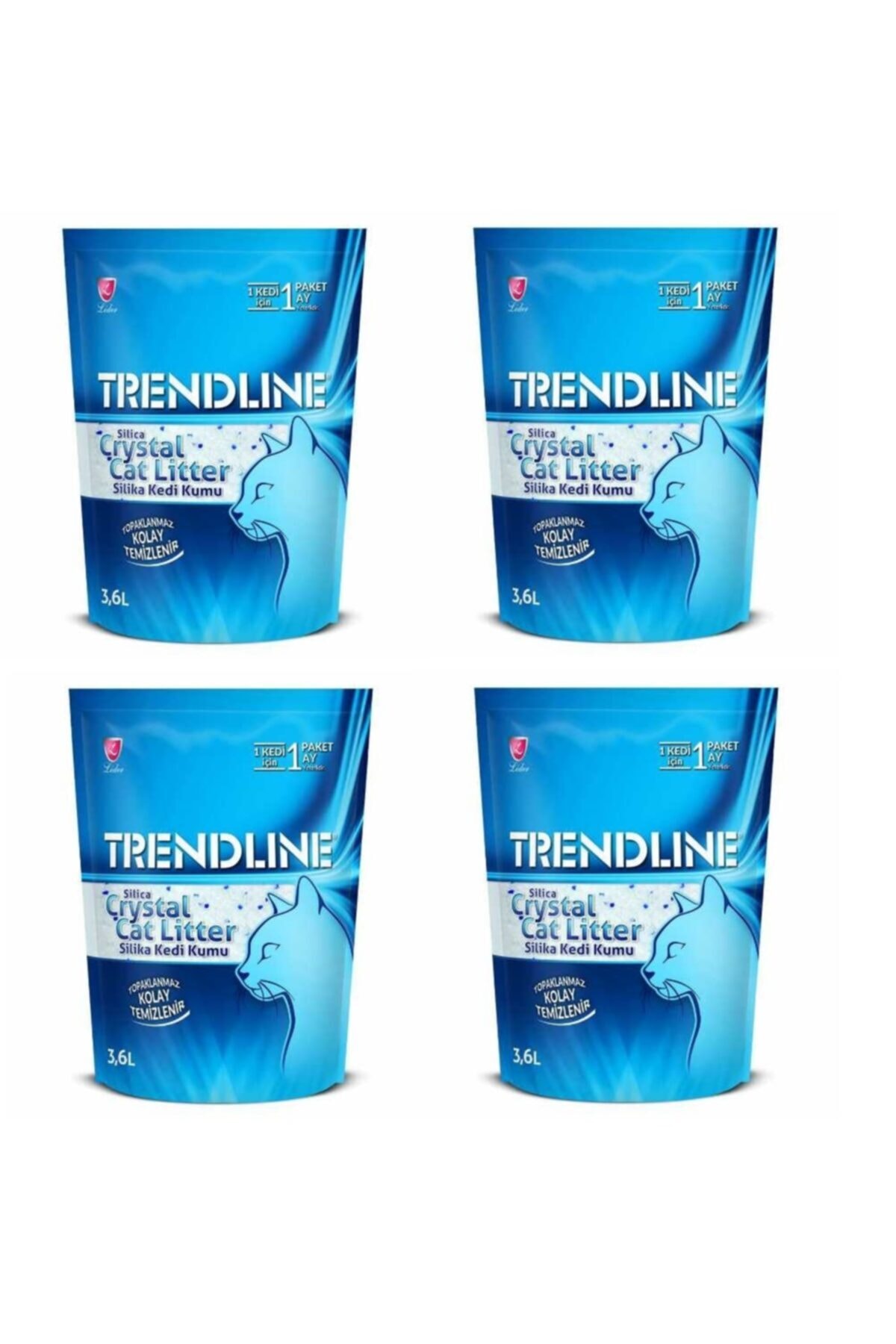 خاک گربه کریستالی سیلیکا بدون گردوغبار ترندلاین Trendline، ۴ بسته ۳٫۶ لیتری