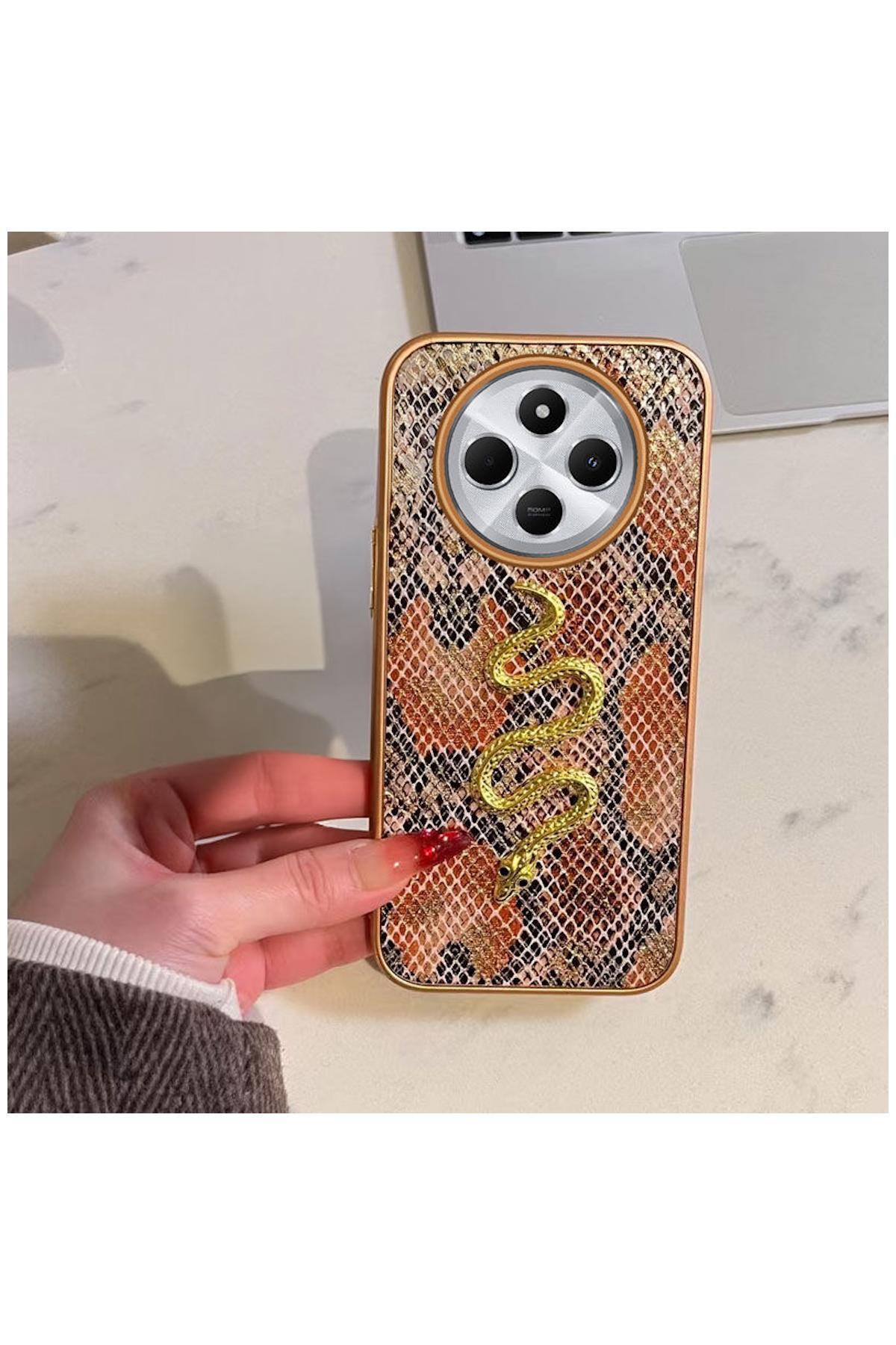 کاور و قاب سازگار شیائومی REDMI 14C نارنجی سیلیکونی ZEBANA GOLDEN SERPENT اورجینال Zebana