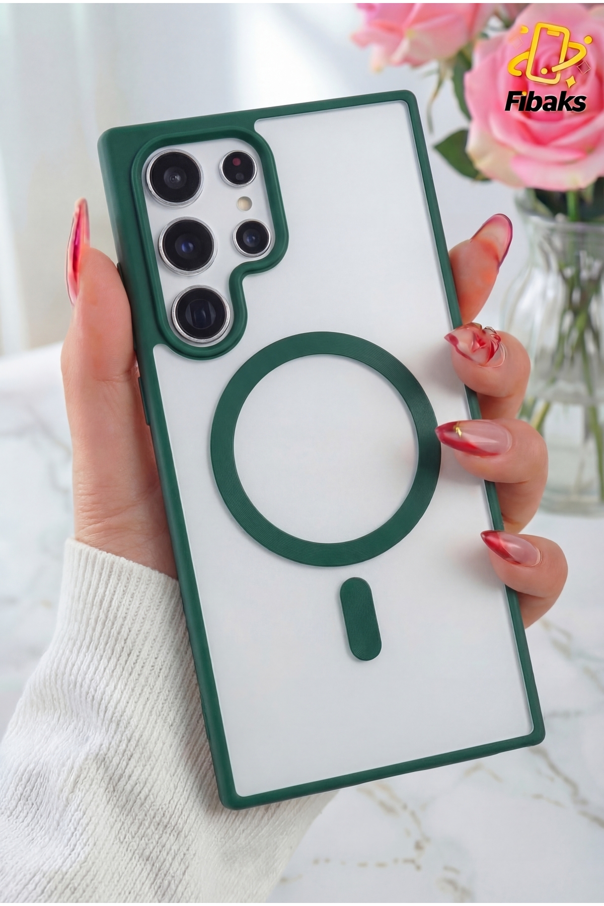 کاور و قاب SAMSUNG GALAXY S23 ULTRA CASE MAGSAFE شارژ بی سیم دارای محافظ کامل پوشش سیلیکونی سخت رنگارنگ فیبکس Fibaks