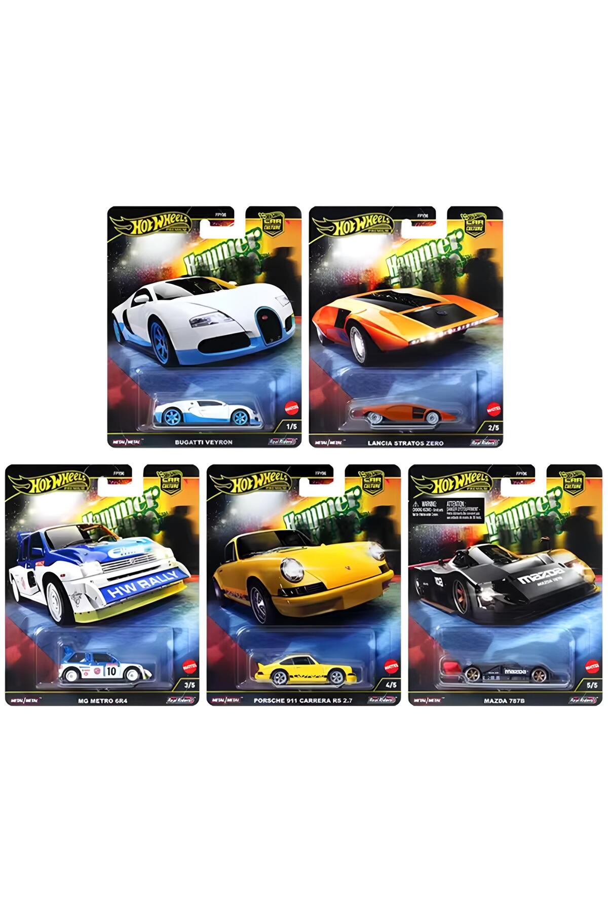 ماشین اسباب بازی مجموعه 5 عددی قطره چکشی فرهنگ خودرو ممتاز HOT WHEELS