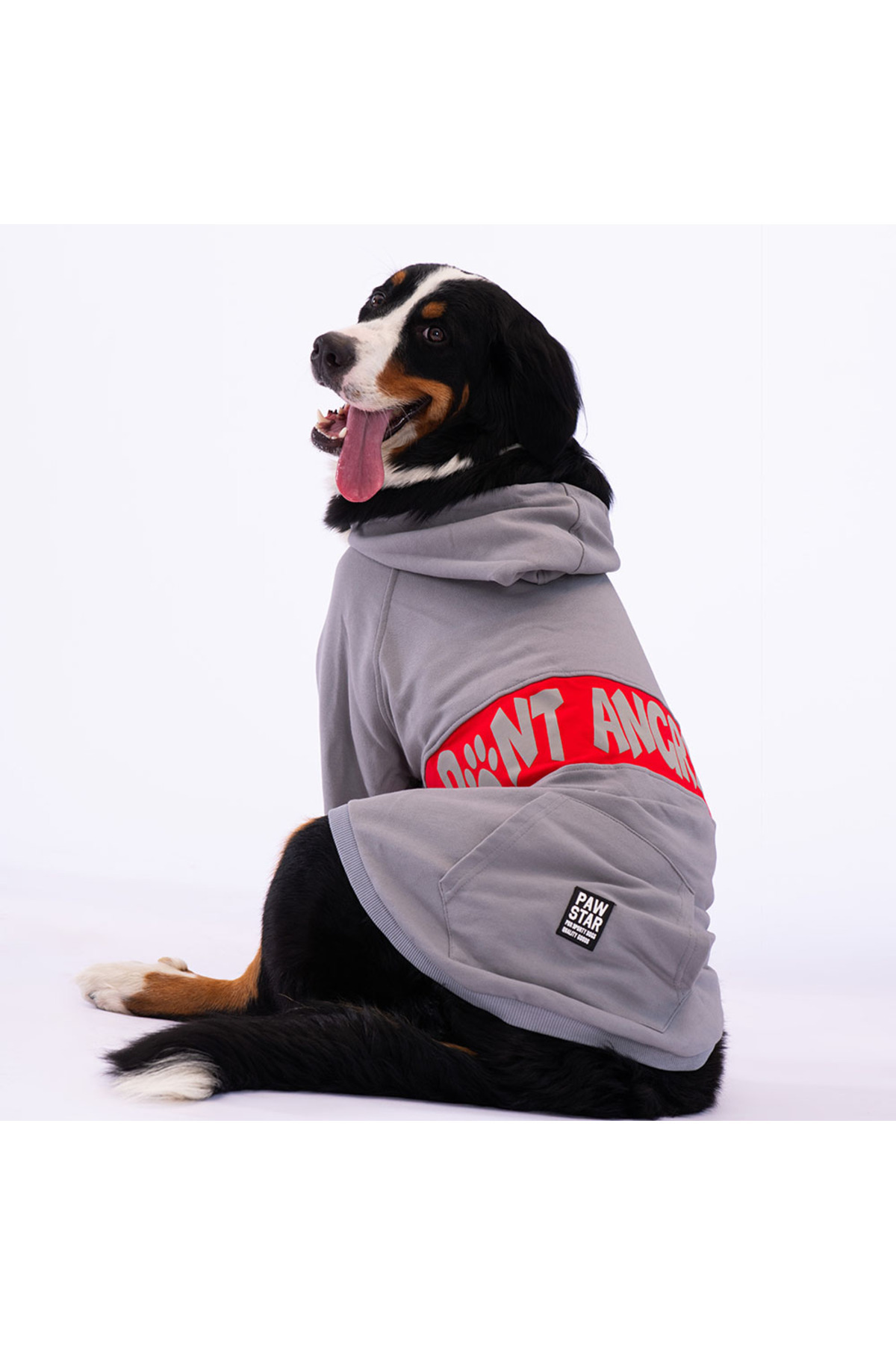 ژاکت سگ پاوستار Pawstar مدل AD2320، طرح Angry Dog، طوسی، مناسب نژادهای متوسط و بزرگ