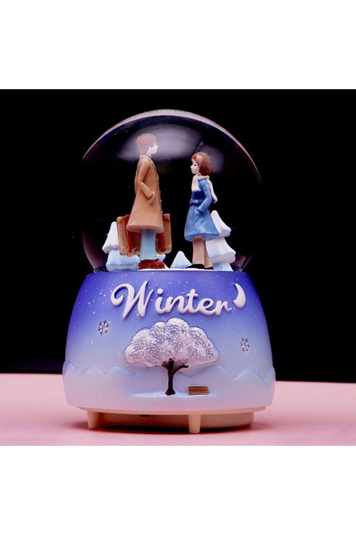 گوی برفی SNOW GLOBE سایز بزرگ با اسپری زمستانی نور و موسیقی از ترکیه hediyesahibi