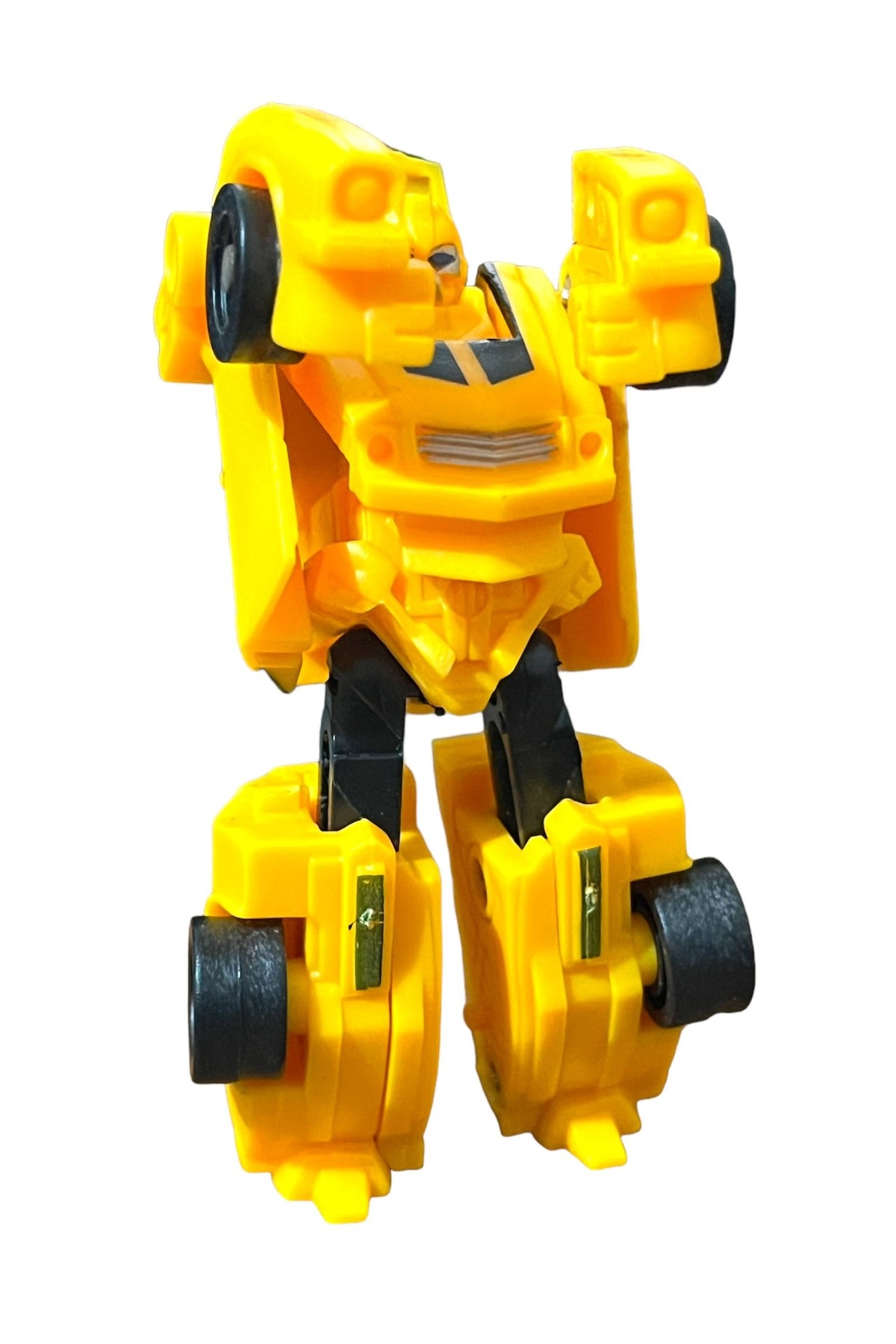 اسباب بازی های فیگور دیگر SUPER WARRIOR MINI PLASTIC BODY CAR ROBOT TRANSFORMABLE 7.5 CM YELLOW Shem
