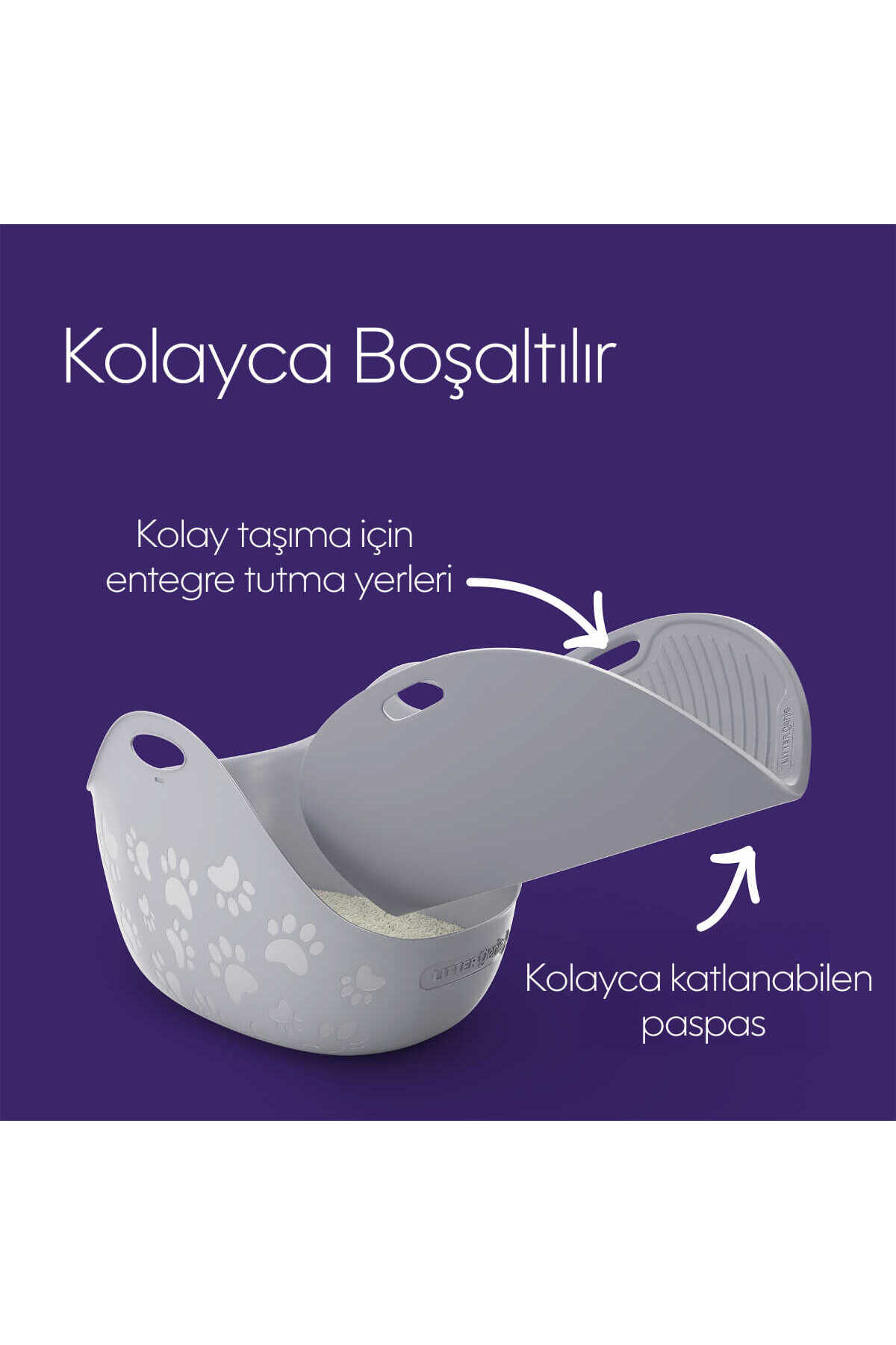 پادری خاک گربه برجسته و ضدلغزش لیتر جینی Litter Genie خاکستری
