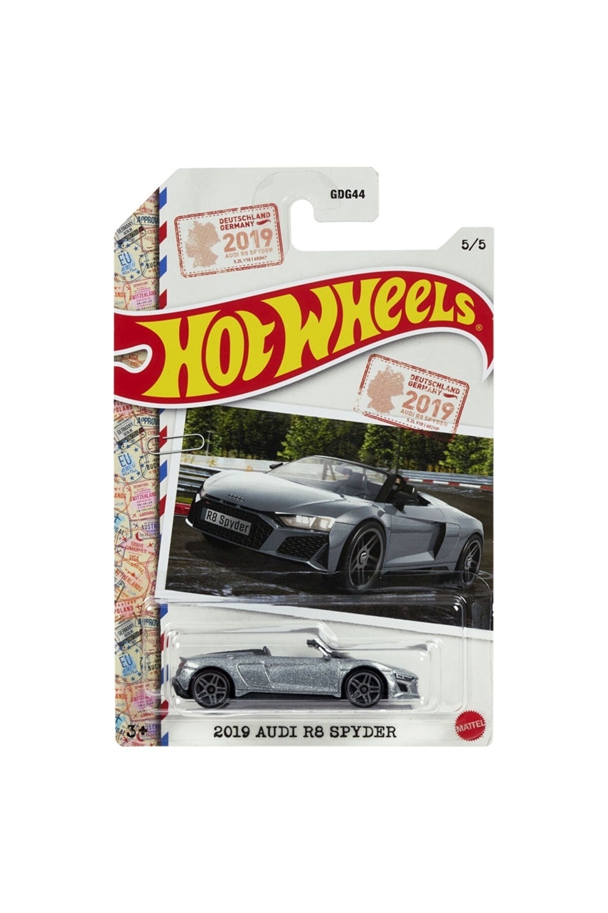 ماشین اسباب بازی اتومبیل های بین المللی 2019 AUDI R8 SPYDER هات ویلز اورجینال HOT WHEELS