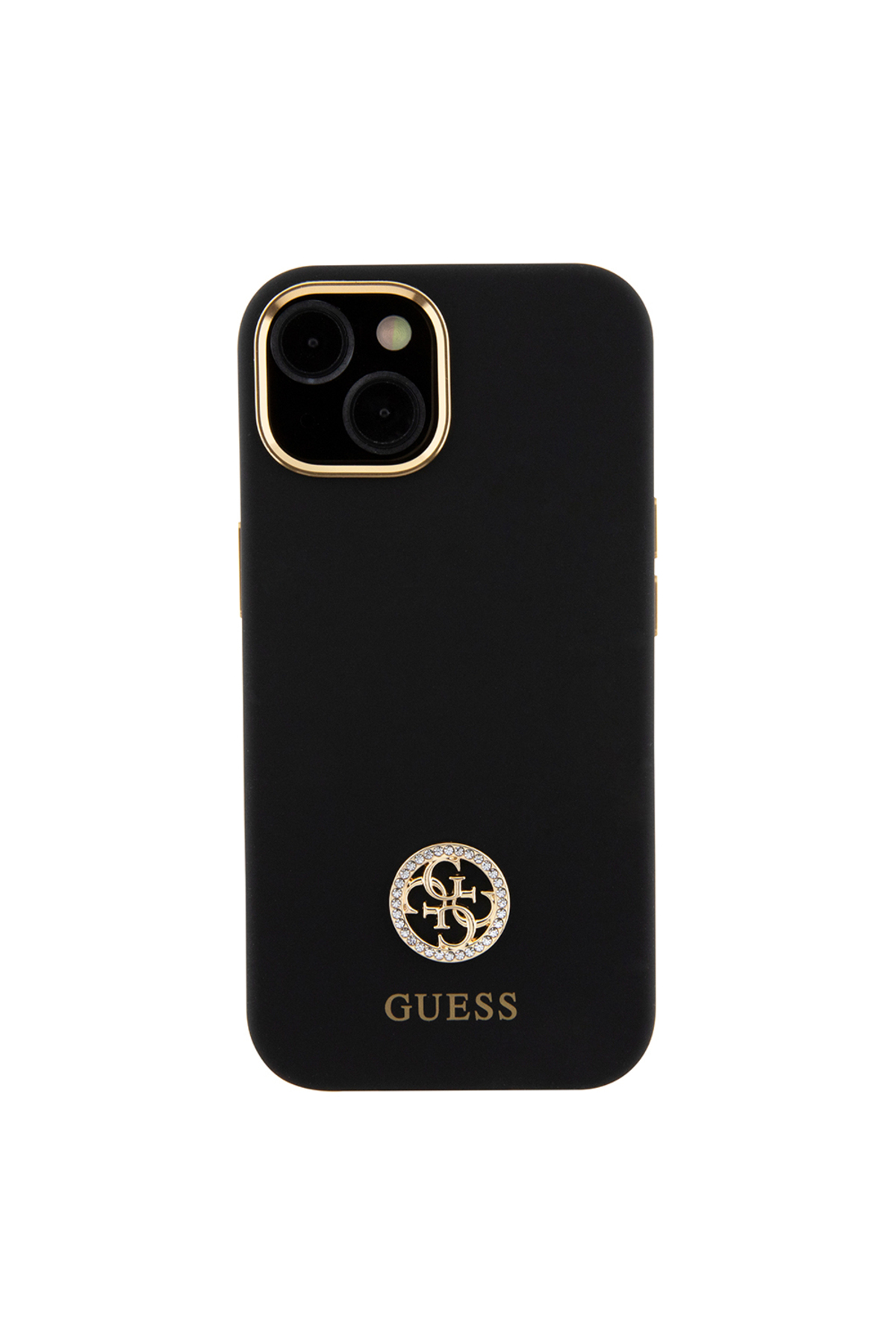 کاور و قاب آیفون 15 سیلیکونی مشکی متن لوگوی 4G دارای مجوز اورجینال Guess