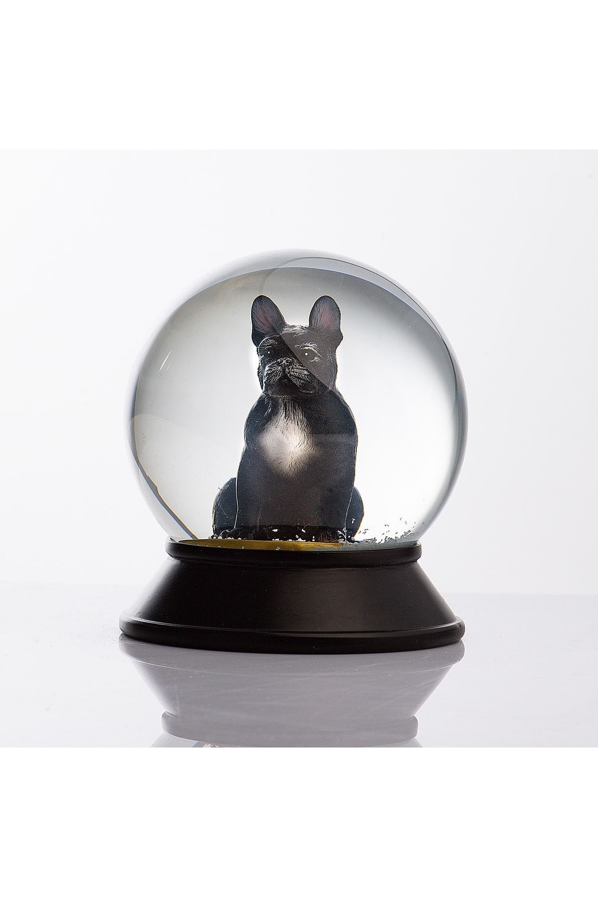 گوی برفی پنجه های طلایی شیشه ای و رزینی بولداگ فرانسوی سیاه SNOW GLOBE از ترکیه SNOOWG