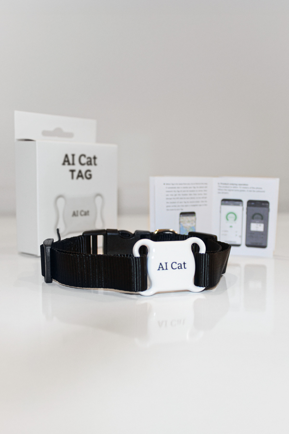 قلاده ردیابی حیوانات خانگی ای‌آی کت AI Cat، مدل airtagbb، سفید، ضدآب و ضدگردوغبار