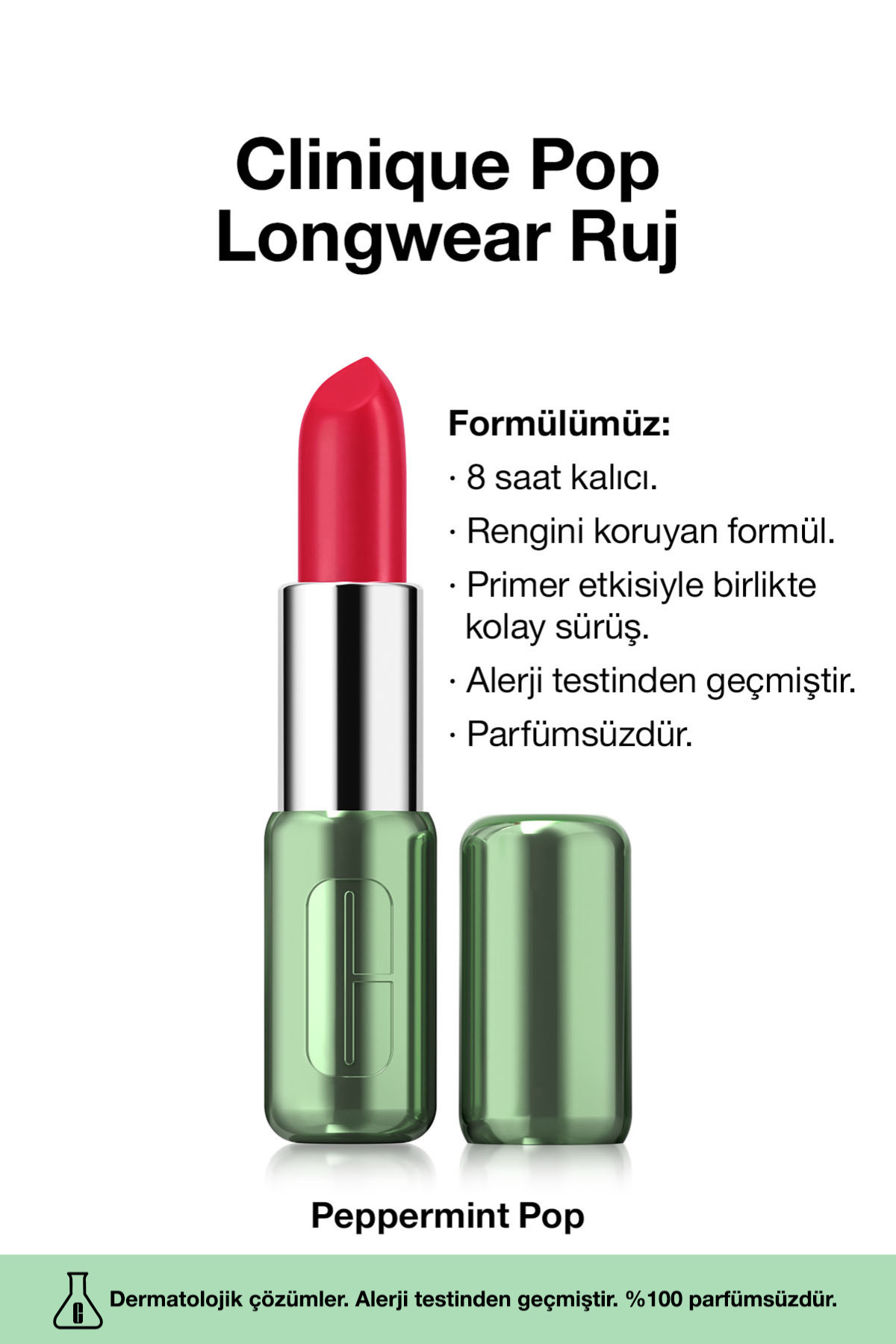 رژ لب POP LONGWEAR ™ دائمی در تمام طول روز رنگ: PEPPERMINT 3.9G | ساتن پایان Clinique