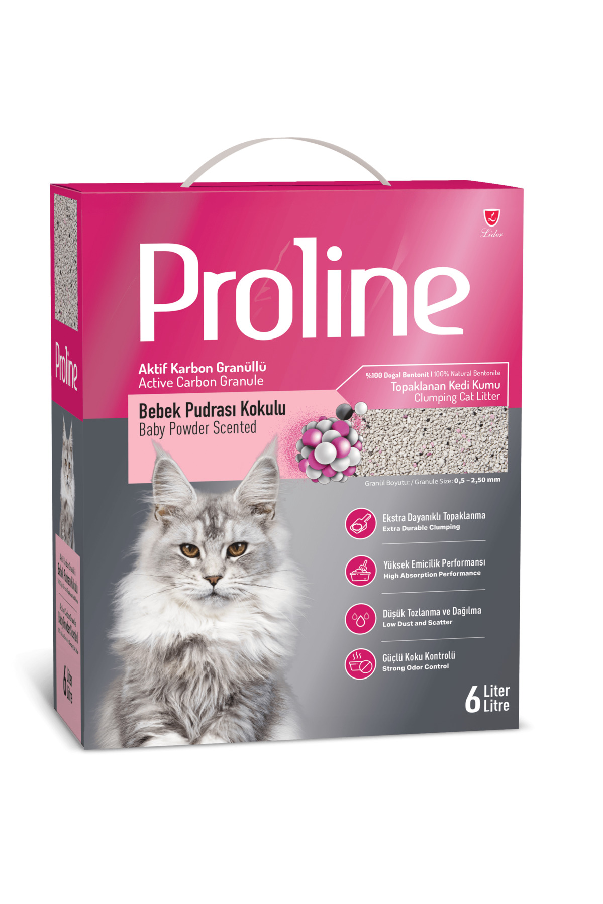خاک گربه پرو‌لاین Proline معطر به رایحه پودر بچه، ۲ بسته ۶ لیتری