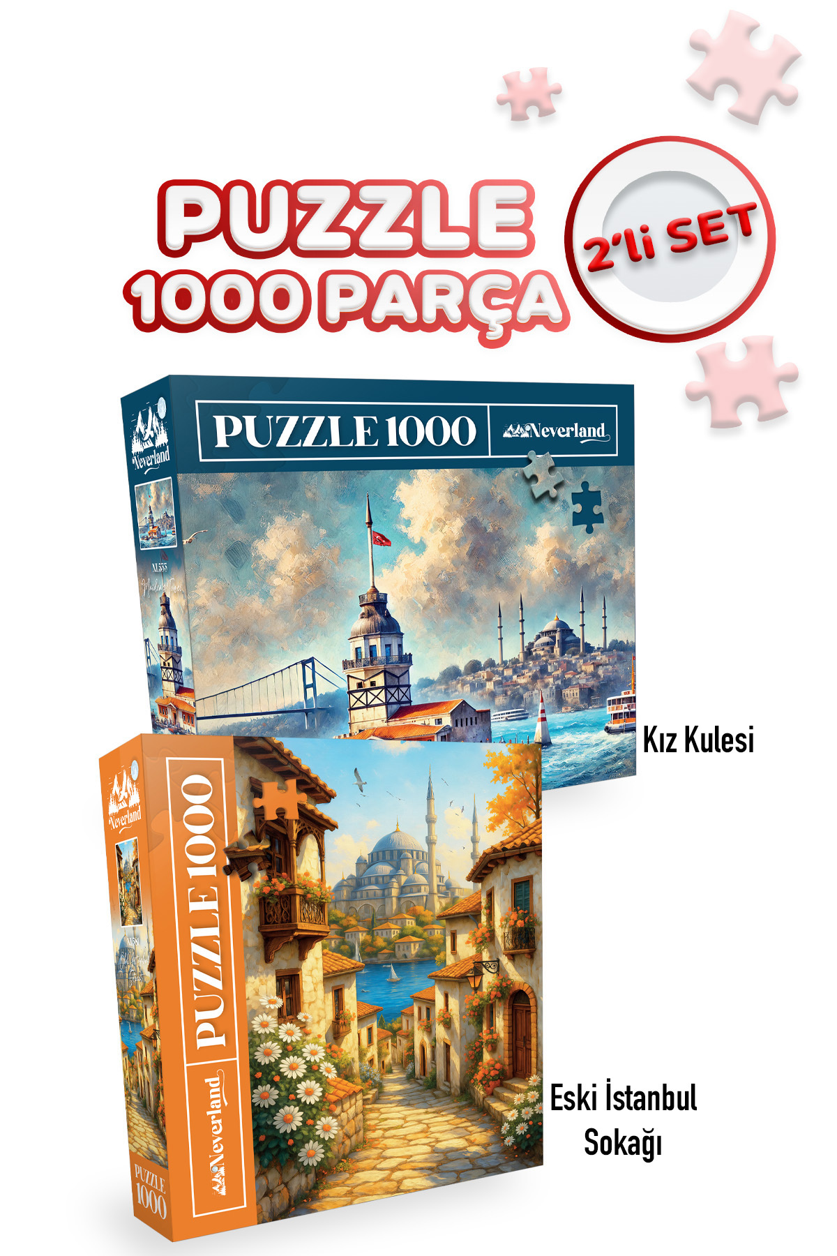 پازل 2 تکه 1000 برج دوشیزه و خیابان قدیم استانبول Neverland