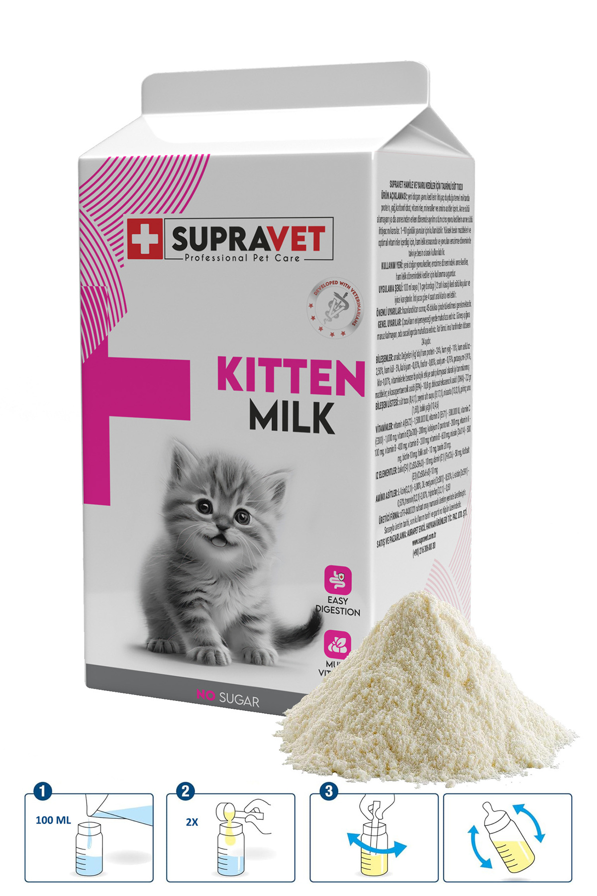 شیر خشک بچه‌گربه سوپراوت Supravet مدل SUTTOZUCAT، ۱۵۰ میلی‌لیتر