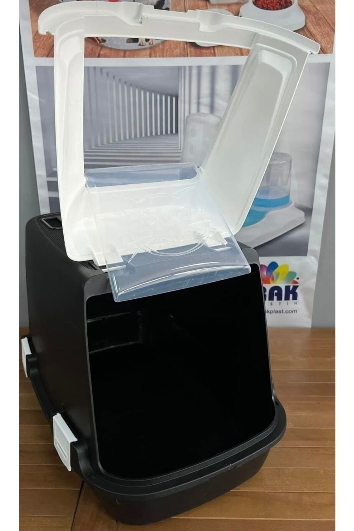 توالت سرپوشیده گربه XXL همراه بیلچه، Irak Plastik، سرمر پازارلاما SERMER PAZARLAMA خاکستری