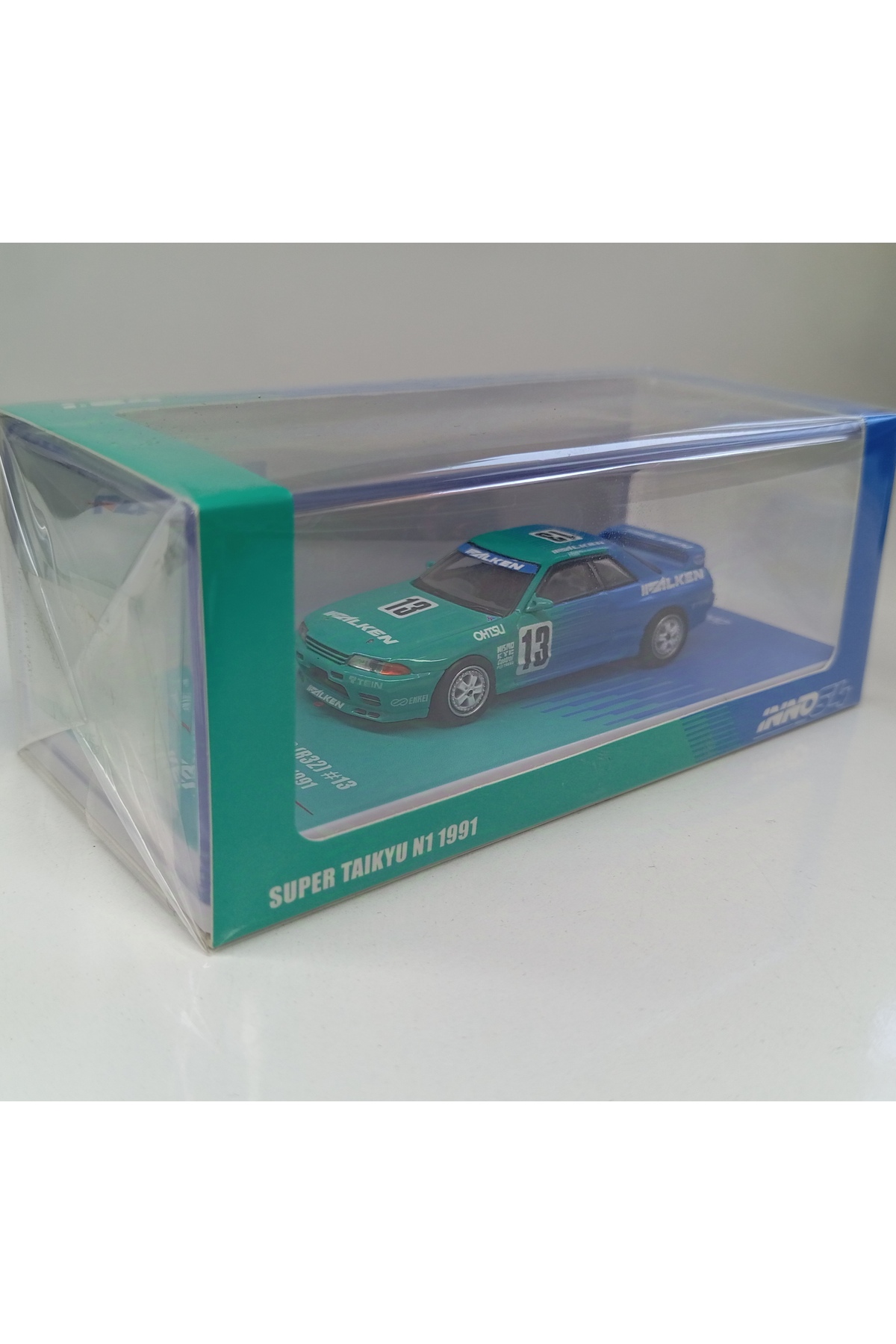 مدل خودرو جعبه DIANOMI INNO 64 SUPER TAIKYU N1 1991 NISSAN SKYLINE GT R 32 PEOPLE طول 8 سانتی متر اورجینال Inno