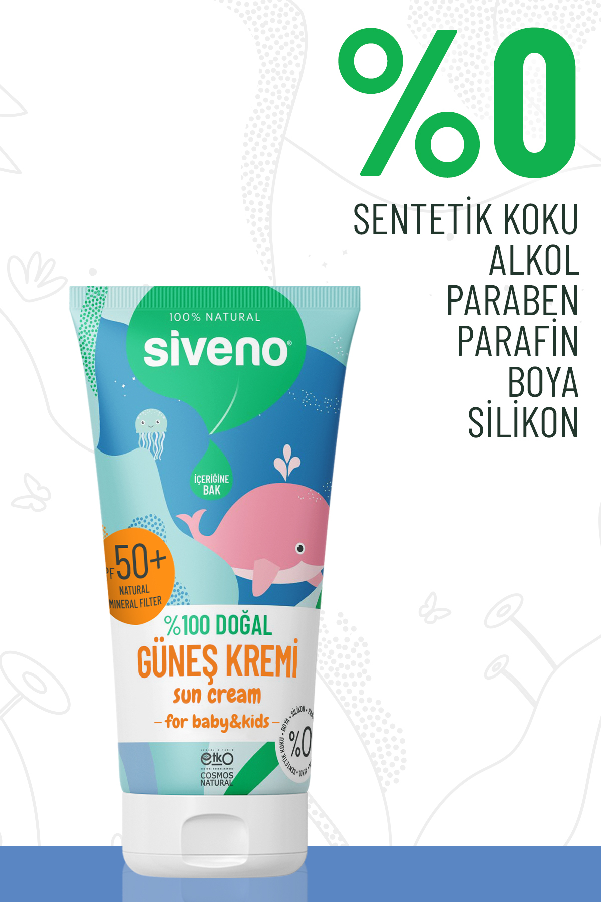 Siveno کرم ضدآفتاب طبیعی بچه‌ها با SPF50+ و خواص آنتی‌اکسیدانی و مرطوب‌کننده