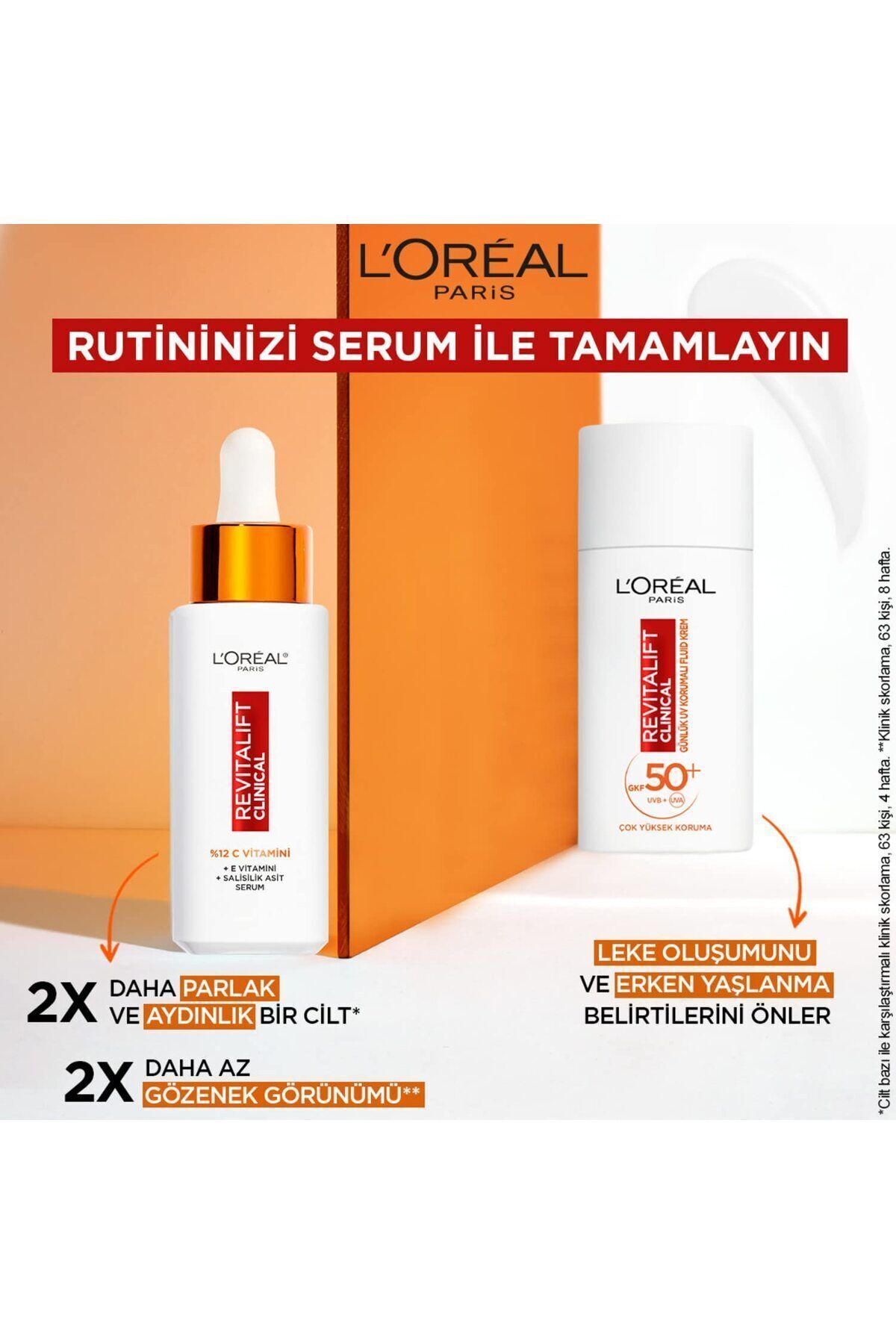 کرم ضد آفتاب صورت REVITALIFT CLINICAL SPF 50 میل + ویتامین C روشنایی سرم 30ML L'Oreal Paris