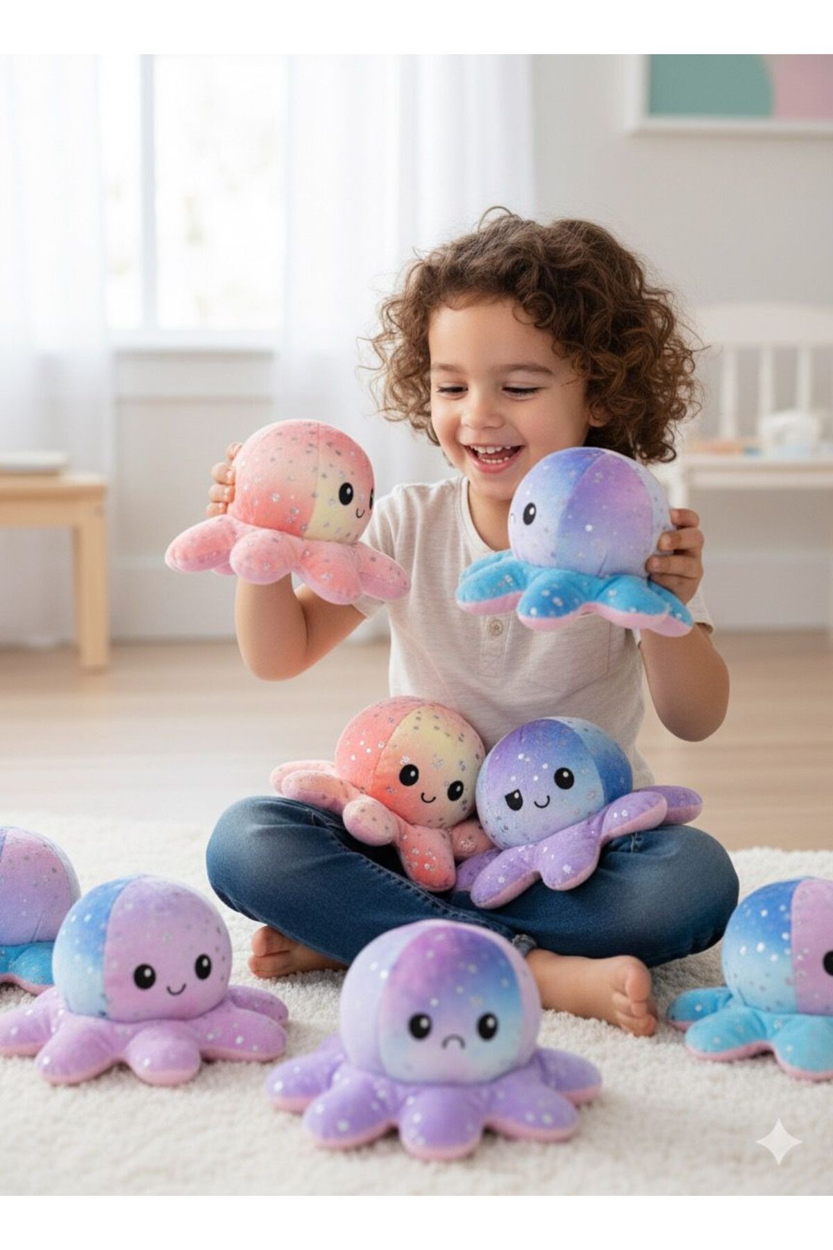 اسباب بازی های پشمی ATAKIDS MOOD CHANGING CUTE OCTOPUS TOY جاکلیدی زیور آلات کیف Adalinhome