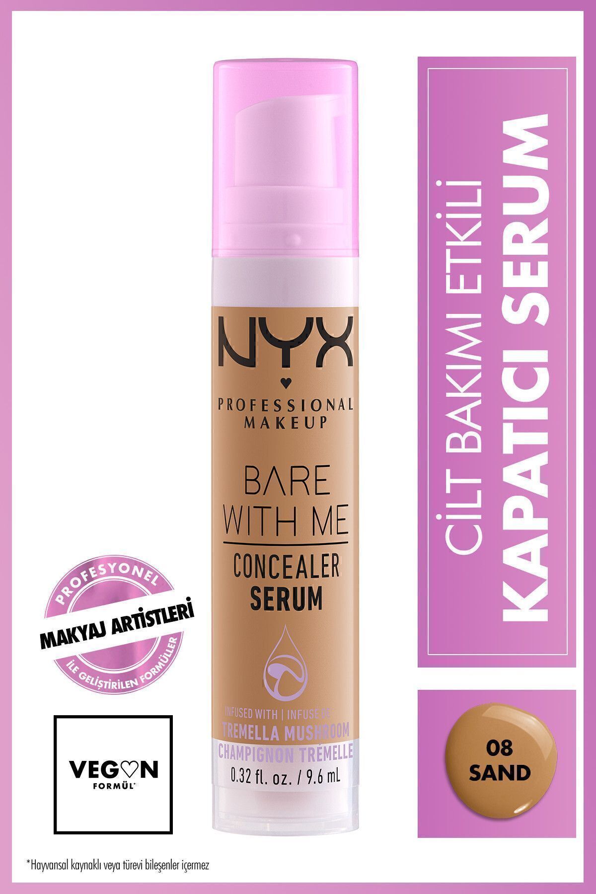 سرم کانسیلر BARE WITH ME CONCEALER SERUM رنگ 08 Sand حجم 9.6 میل نیکس NYX