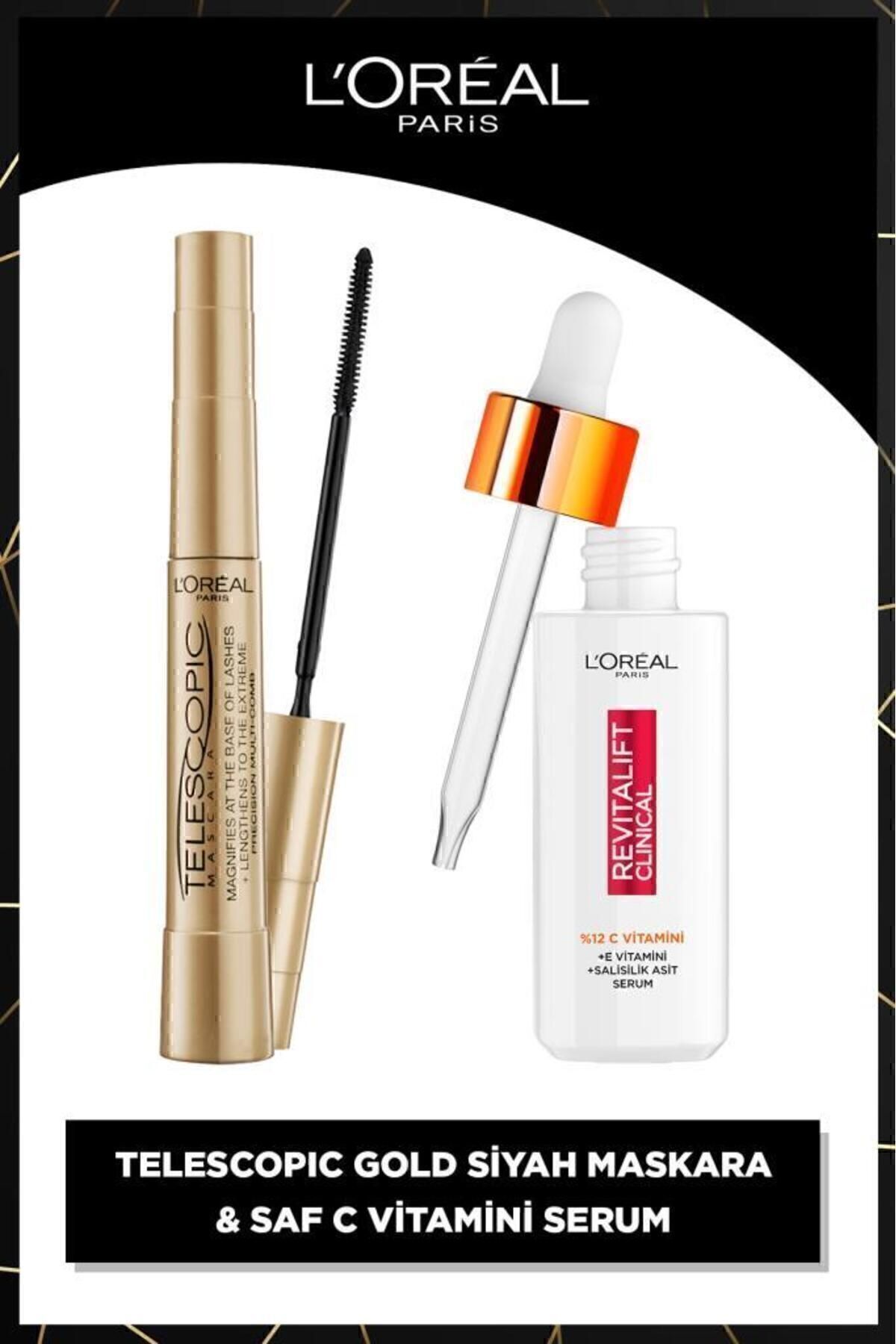 ریمل تلسکوپی و REVITALIFT بالینی 12 ٪ ویتامین C خالص پاک کننده سرم منافذ 30 میل L'Oreal Paris
