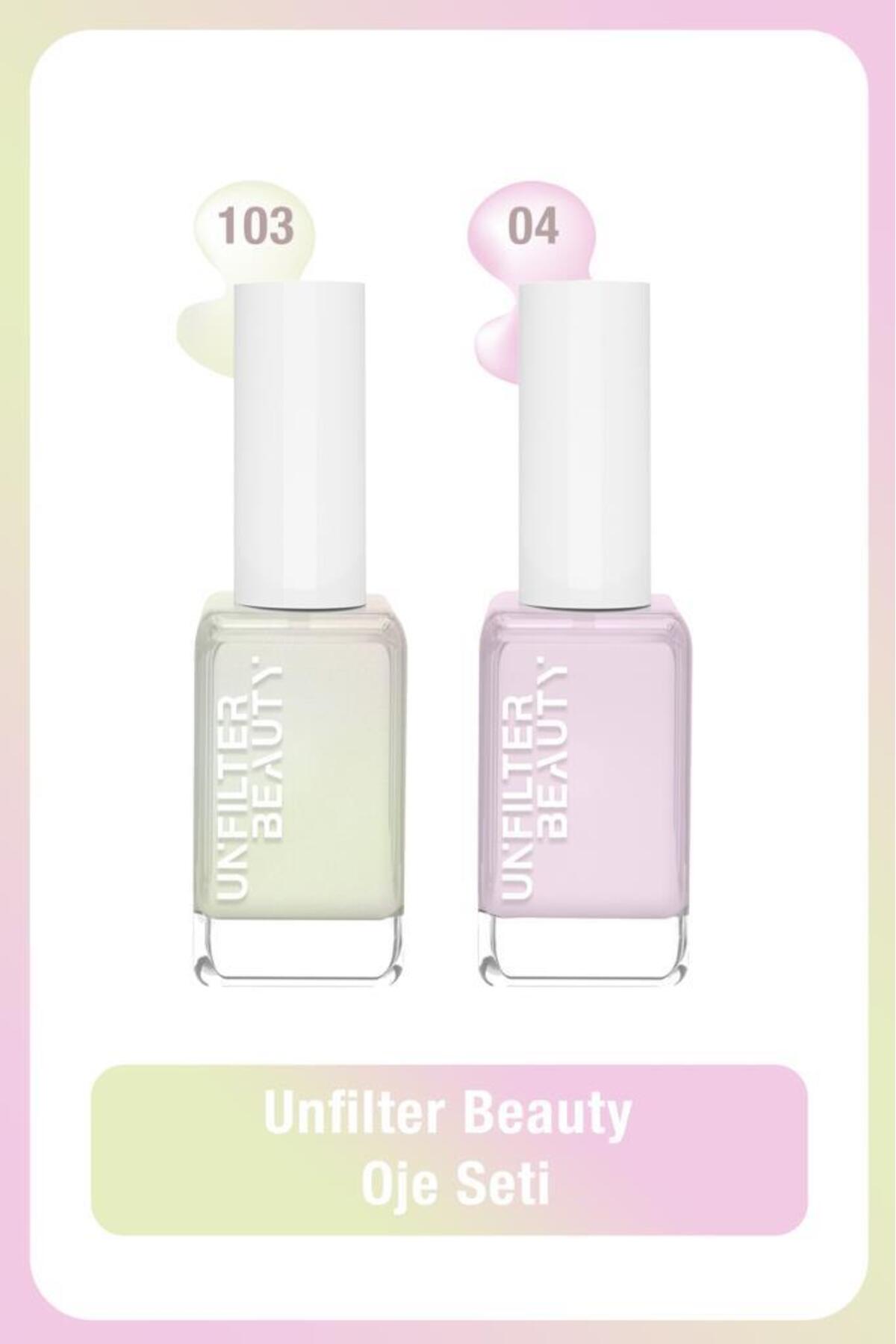 ست لاک ناخن آنفیلتر بیوتی Unfilter Beauty شماره‌های 04 و 103، سفید و براق