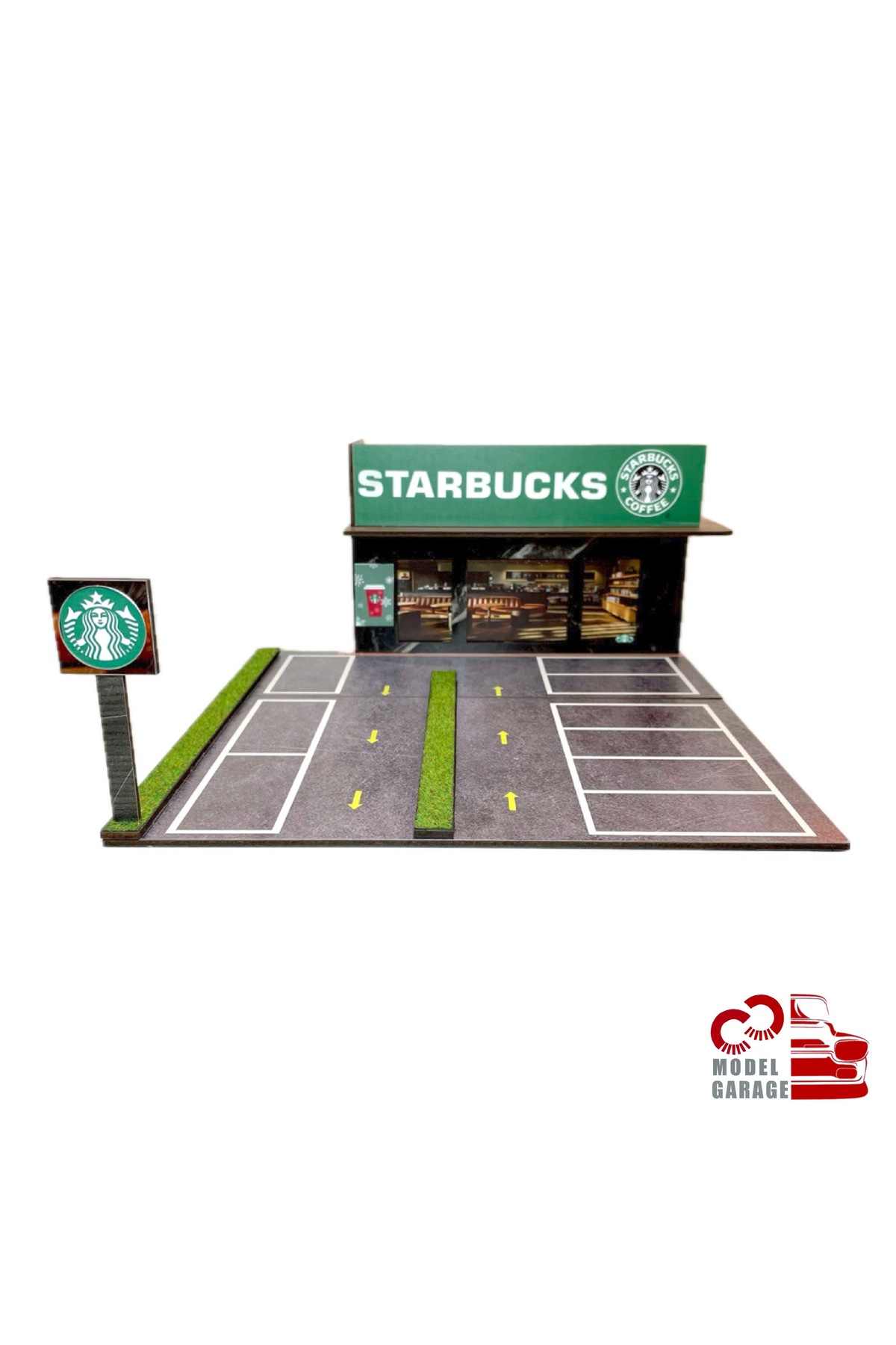مدل خودرو 1 64 SCALE STARBUCKS CAR PARKING DIORAMA DIECAST DISPLAY STAND SHELF GARAGE اسباب بازی اورجینال ÜRETİM