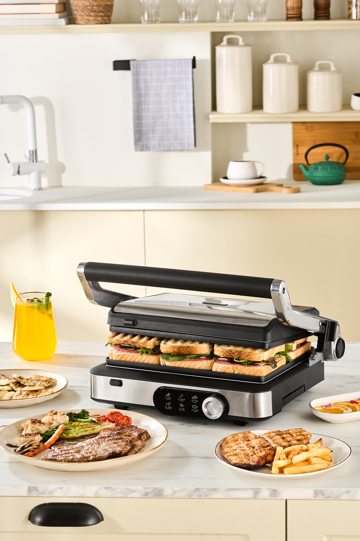 دستگاه ساندویچ و تست گریل توستر GASTRO GOURMET INOX 2000 W 6 SLICE CAPACITY اورجینال Karaca