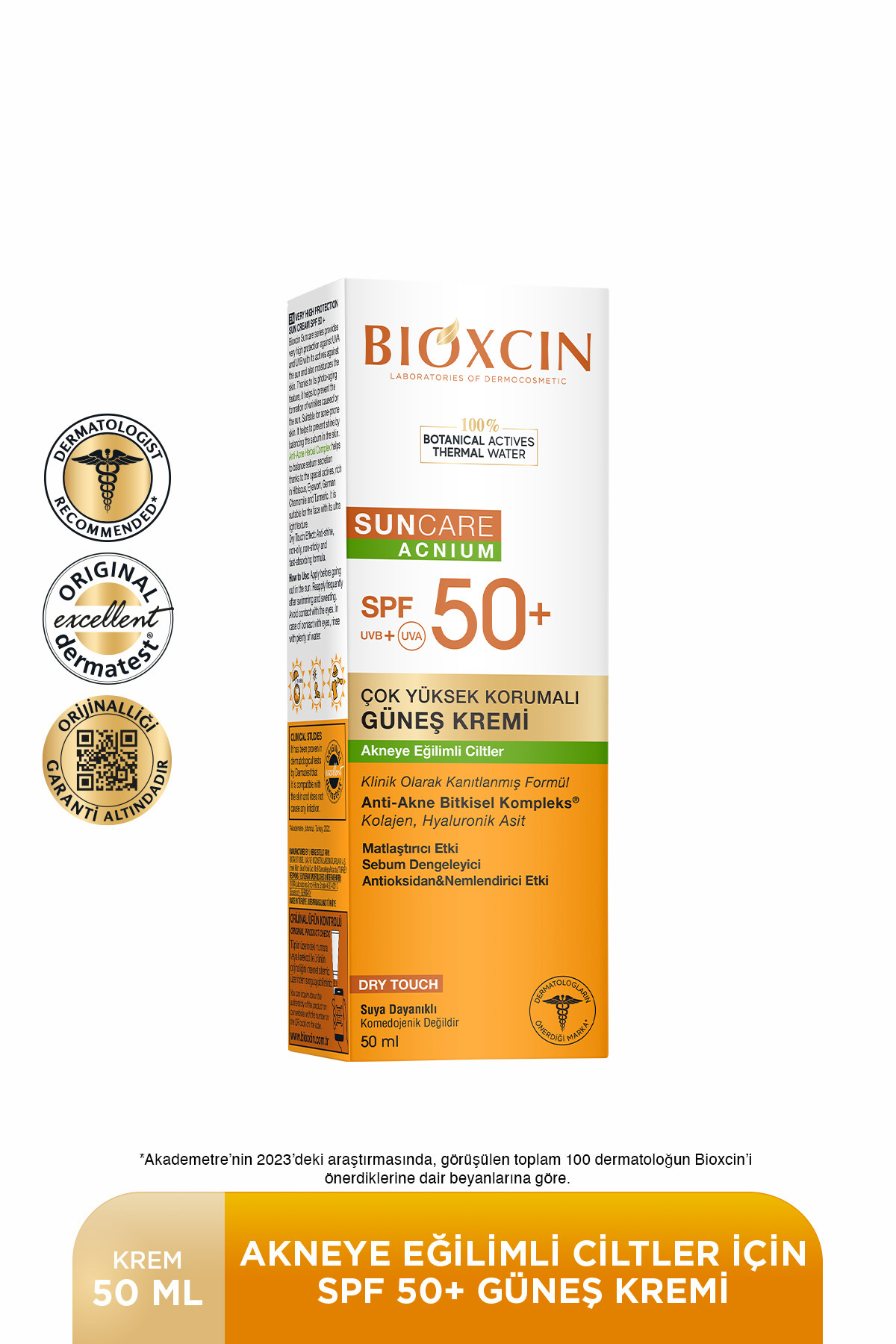 Bioxcin ضدآفتاب برای مراقبت از آکنه 50 SPF ضد آکنه، لمس خشک، مات