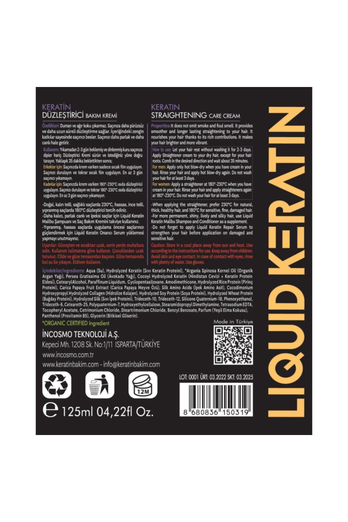 نرم کننده مو کرم مراقبت از کراتینه مرطوب و برای موهای خشک سخت آسیب دیده وز 125 میل Liquid Keratin