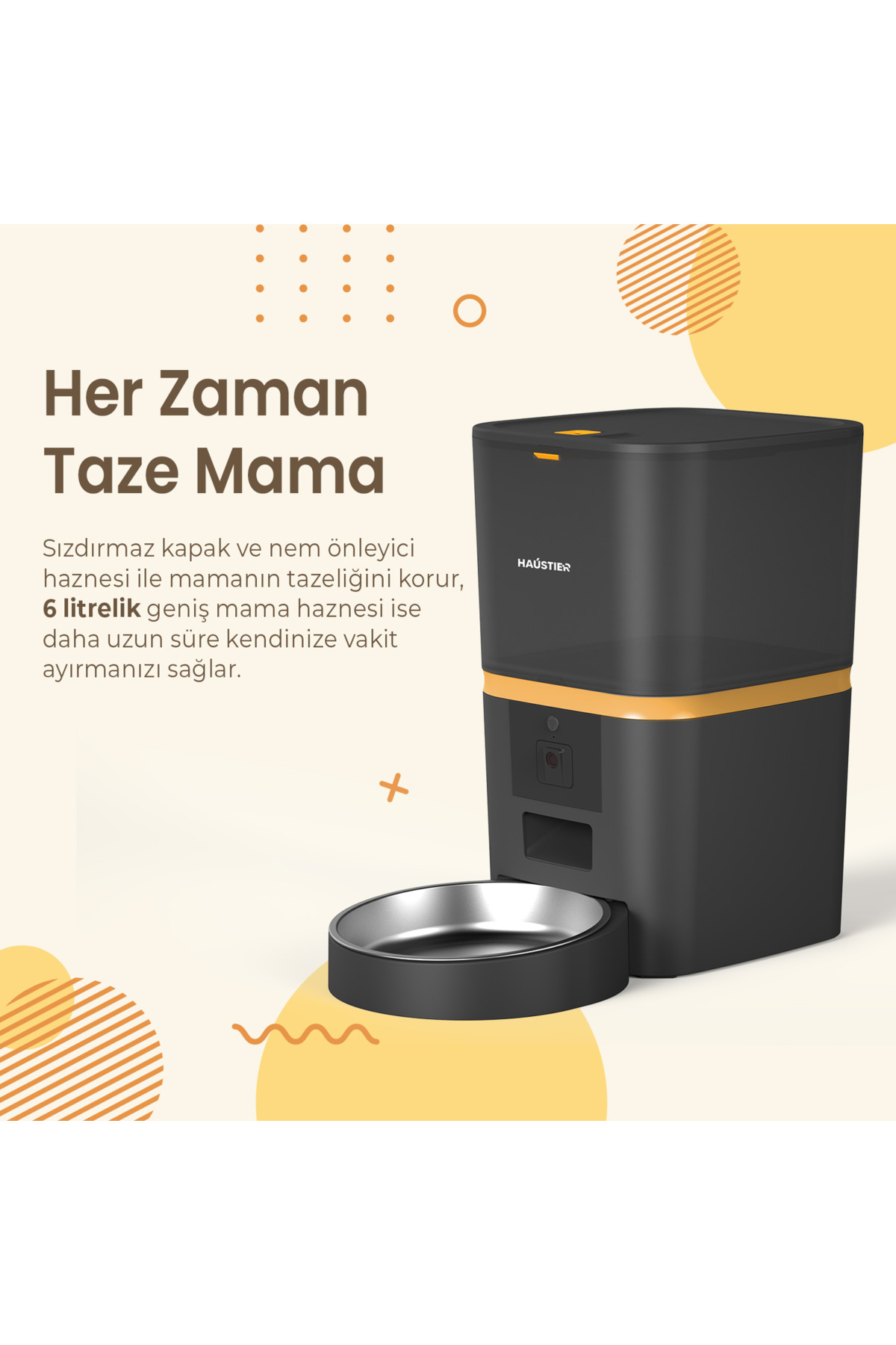 ظرف غذای خودکار هوشمند دوربین‌دار هاوستایر Haustier QQ005 مشکی، با کنترل Wi-Fi و Tuya